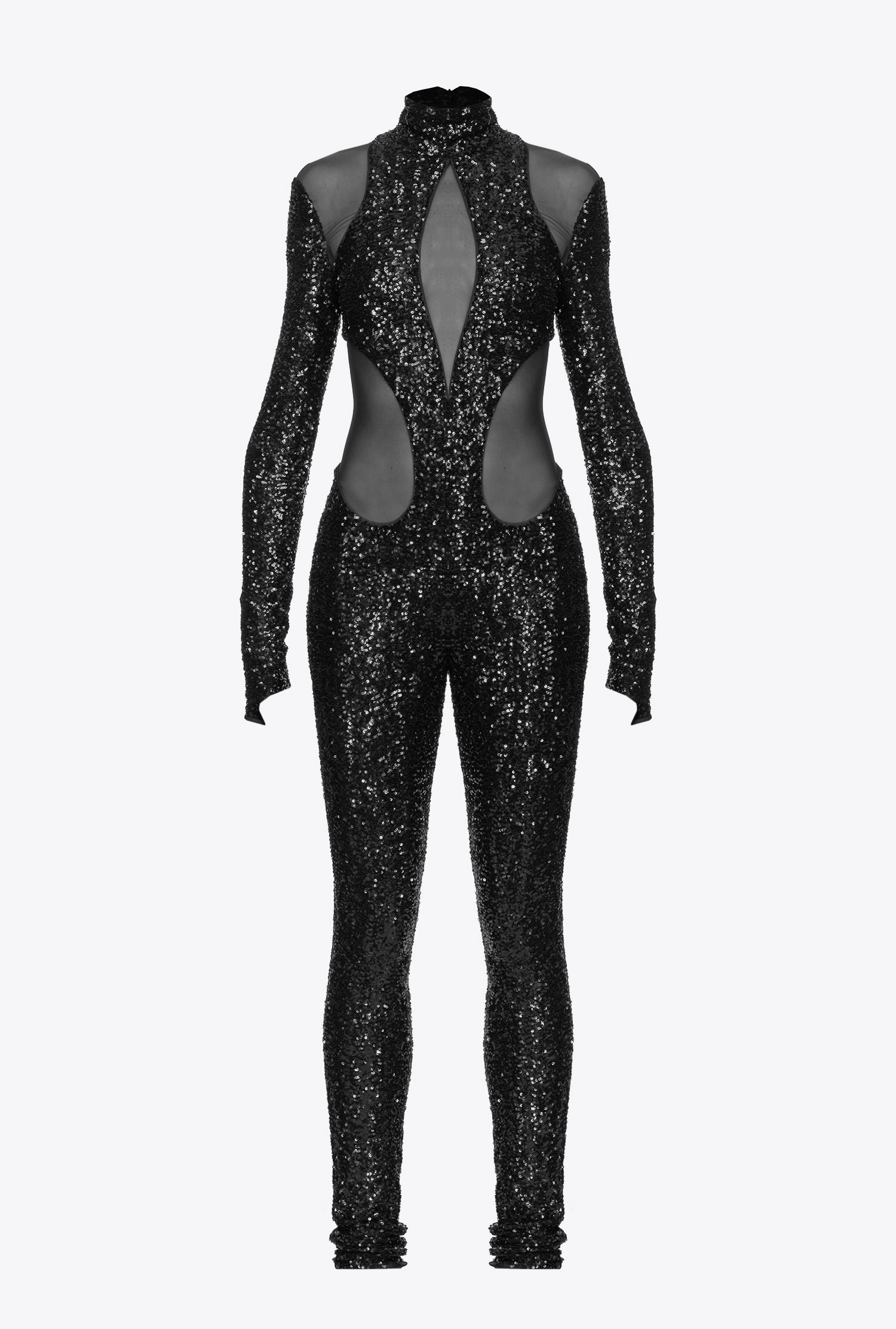 Tulle jumpsuit with sequins
