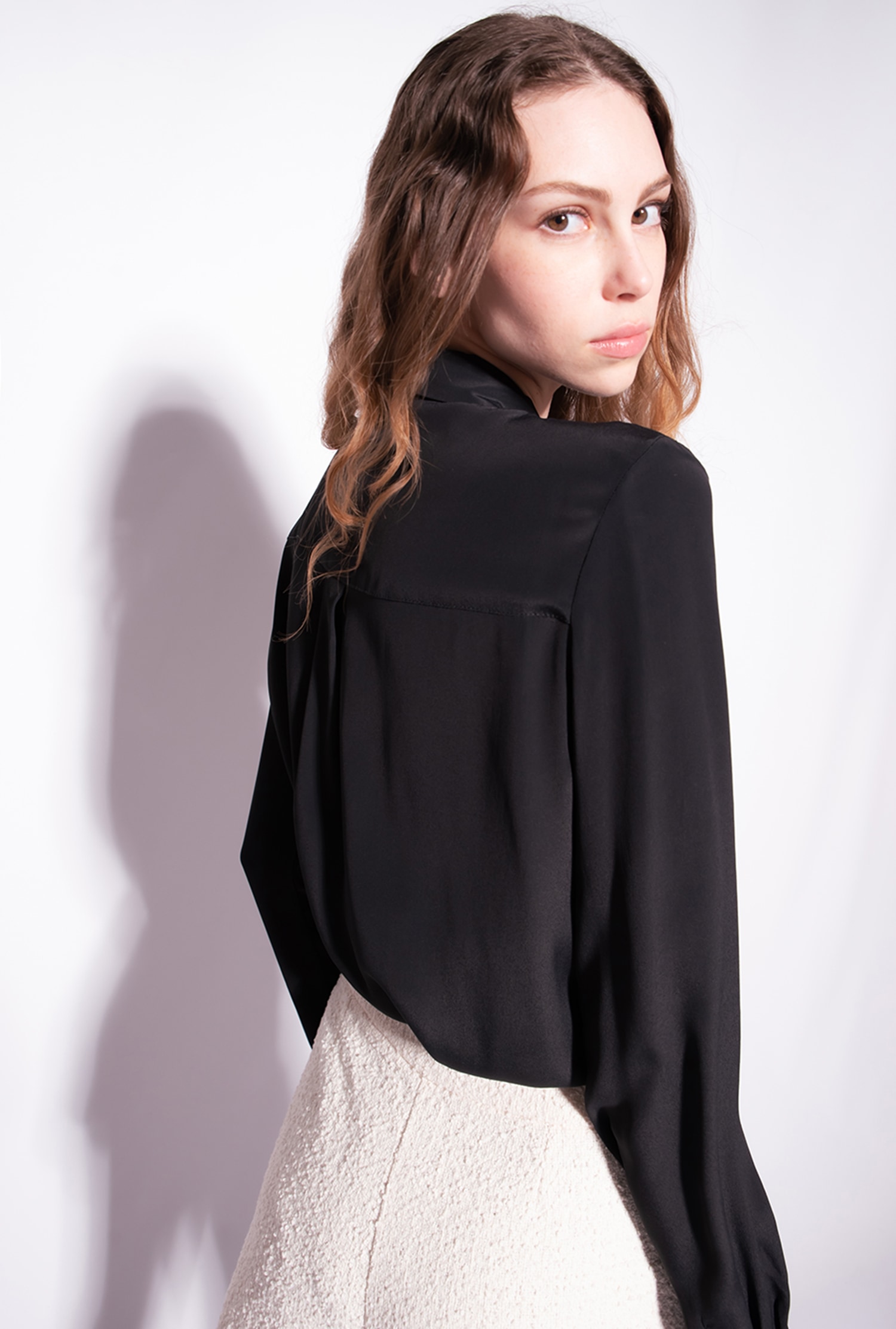 Silk-blend shirt with breast pocket