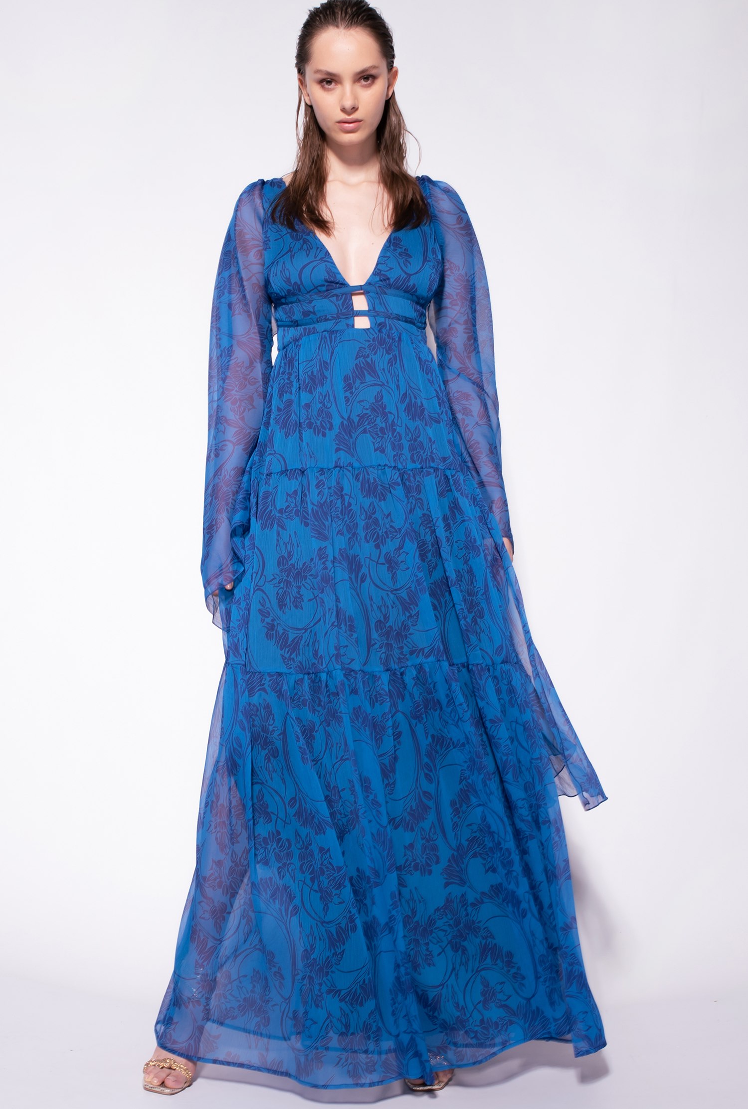 Long dress with ramage floral print