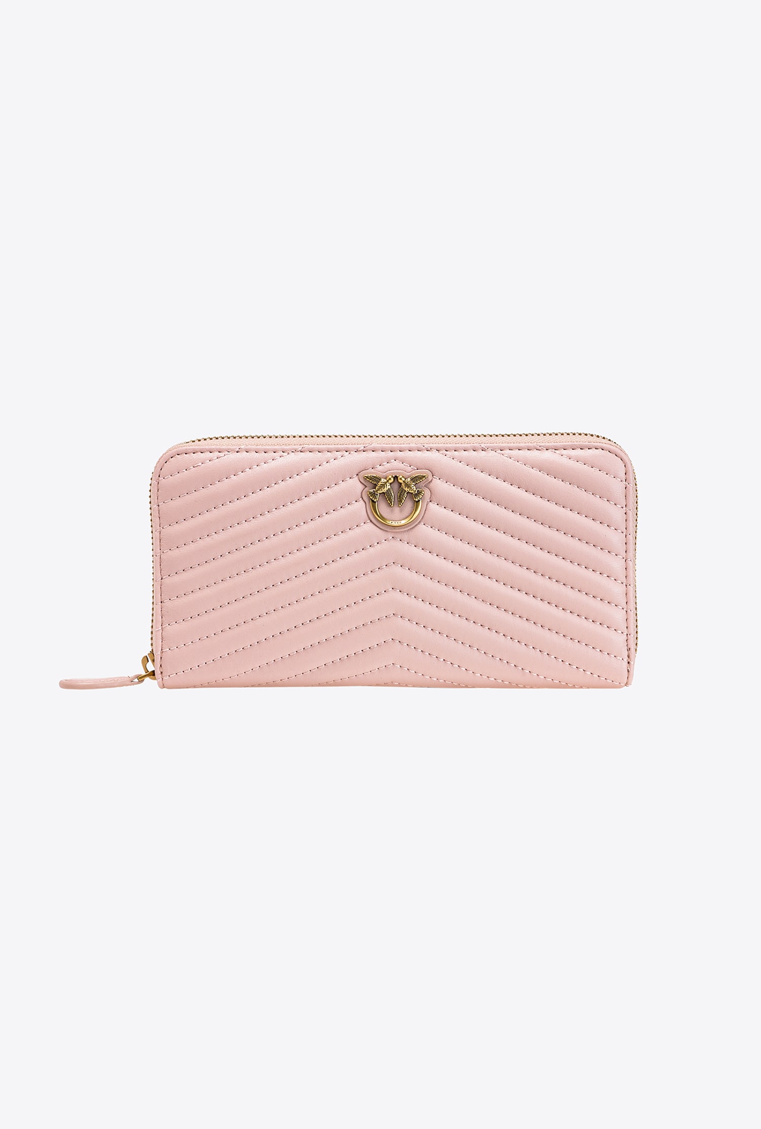 Zip-around purse in chevron-patterned nappa leather