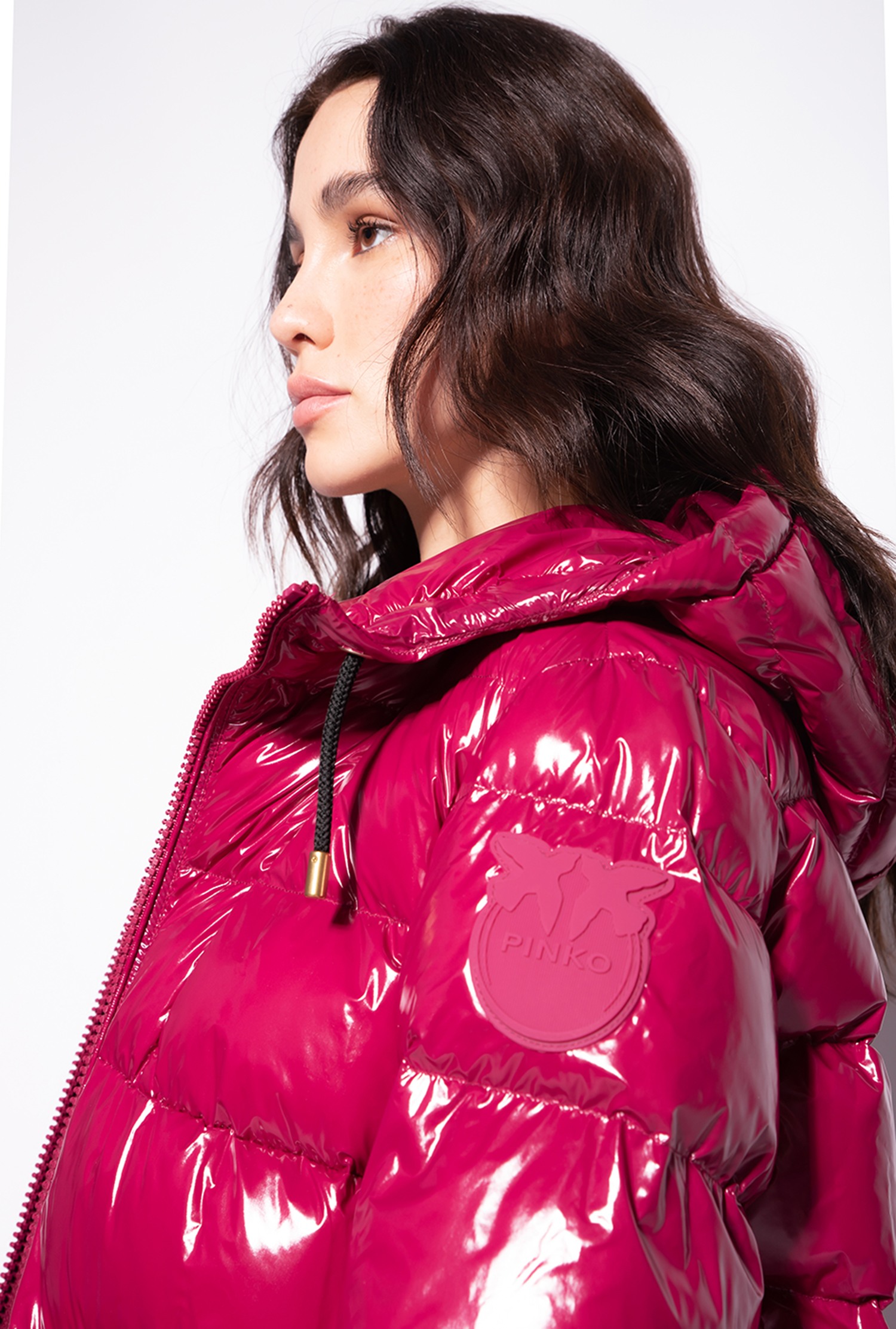 Crystal nylon pea jacket
