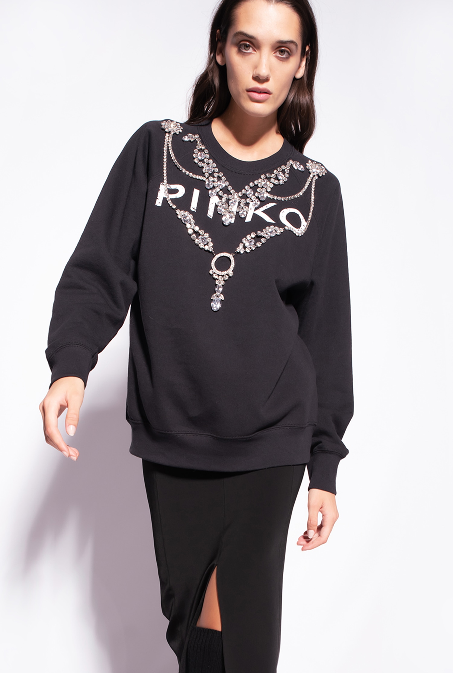 Sweatshirt with bejewelled embellishment
