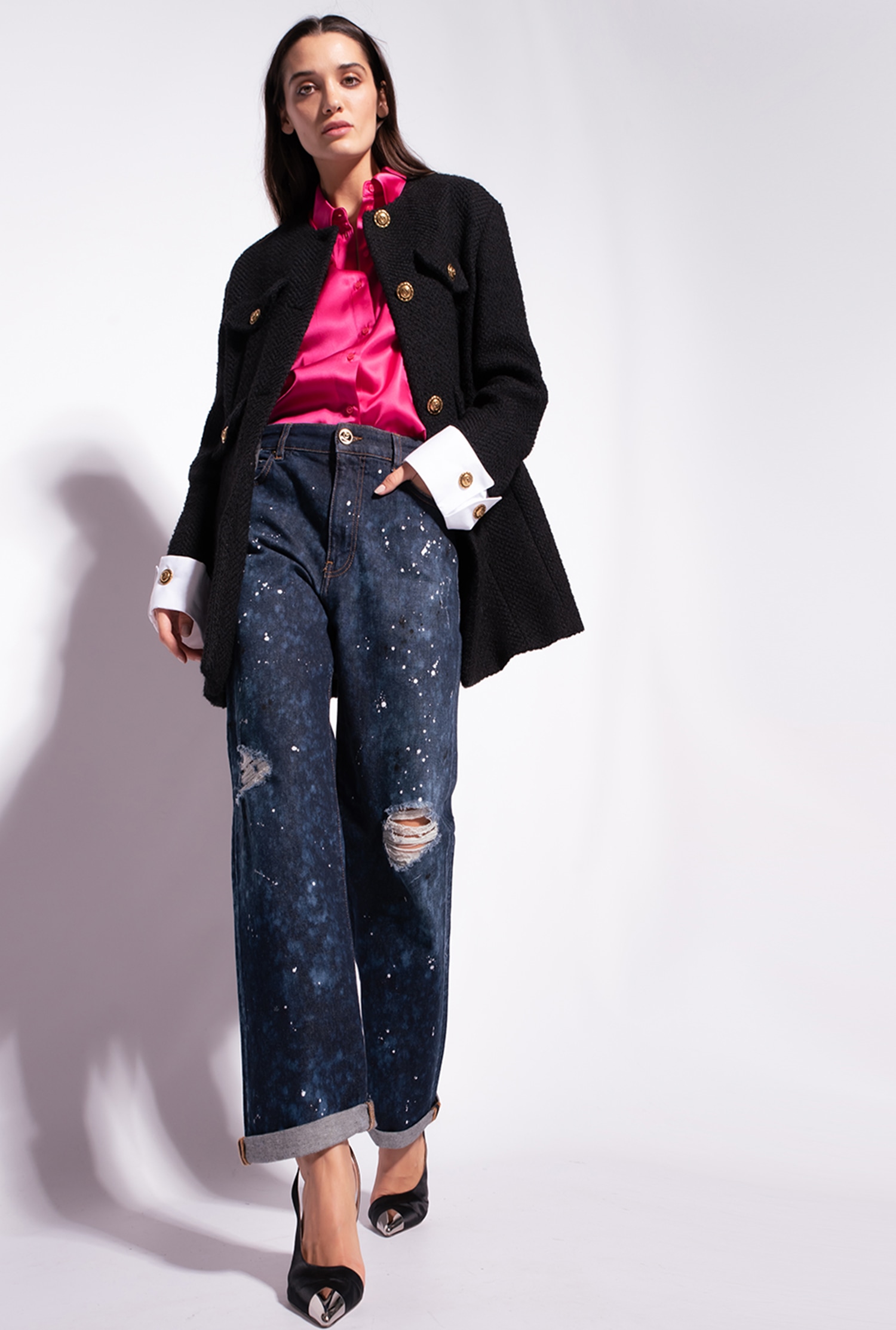 Spotted boyfriend jeans