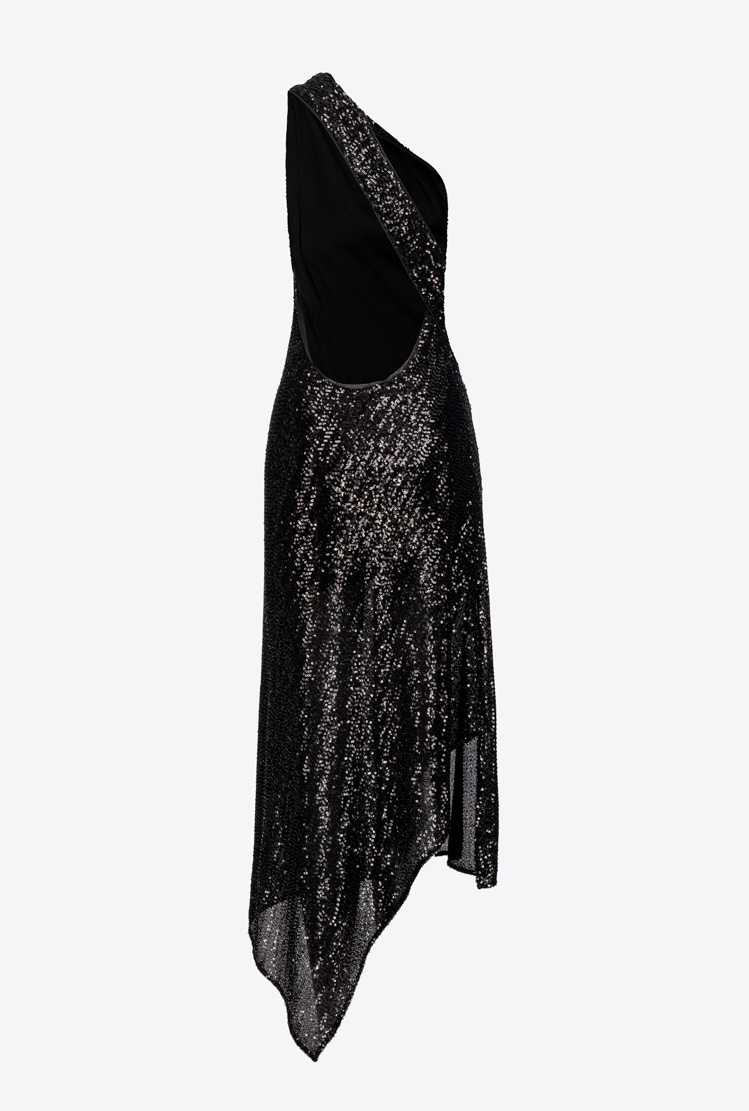 Fully sequinned one-shoulder dress