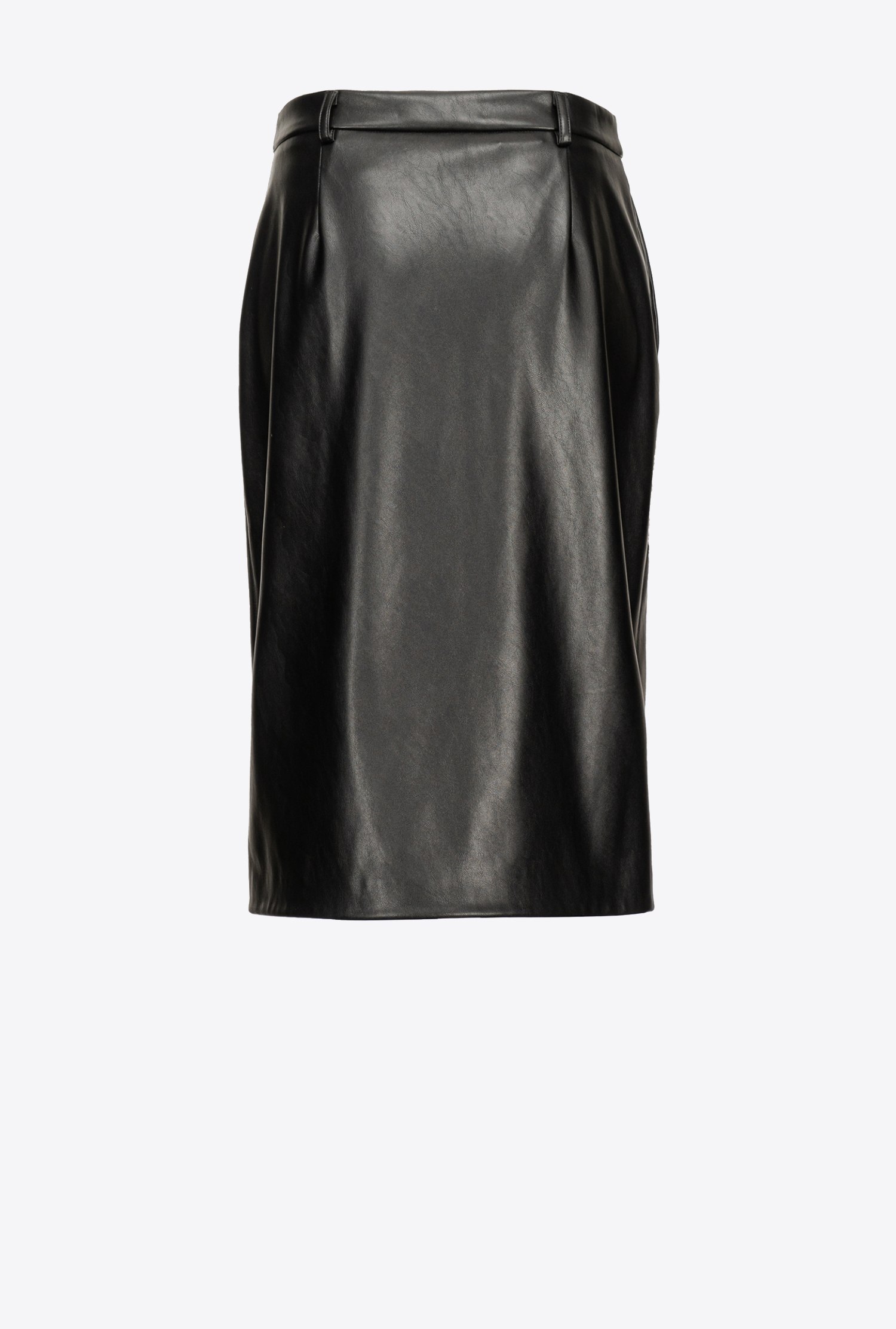 Calf-length leather-effect skirt