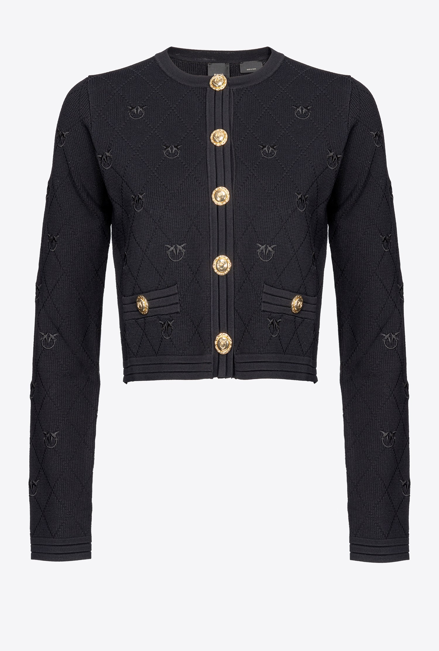 Cropped jacquard Love Birds cardigan