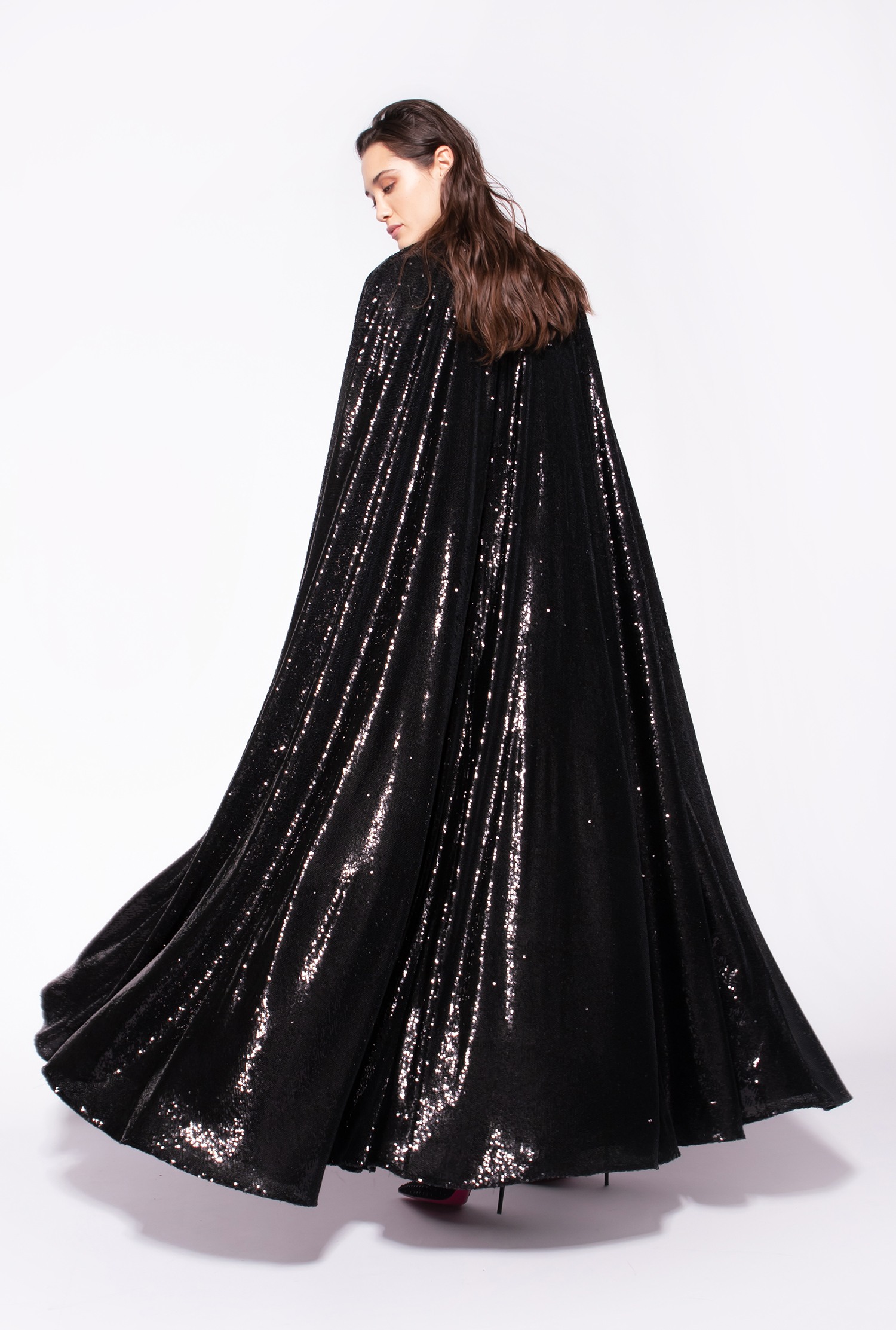 Long cape with sequins all over