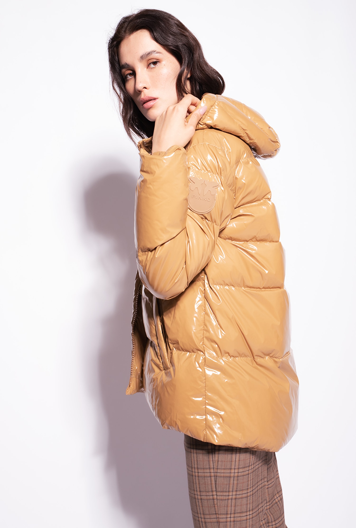 Crystal nylon pea jacket