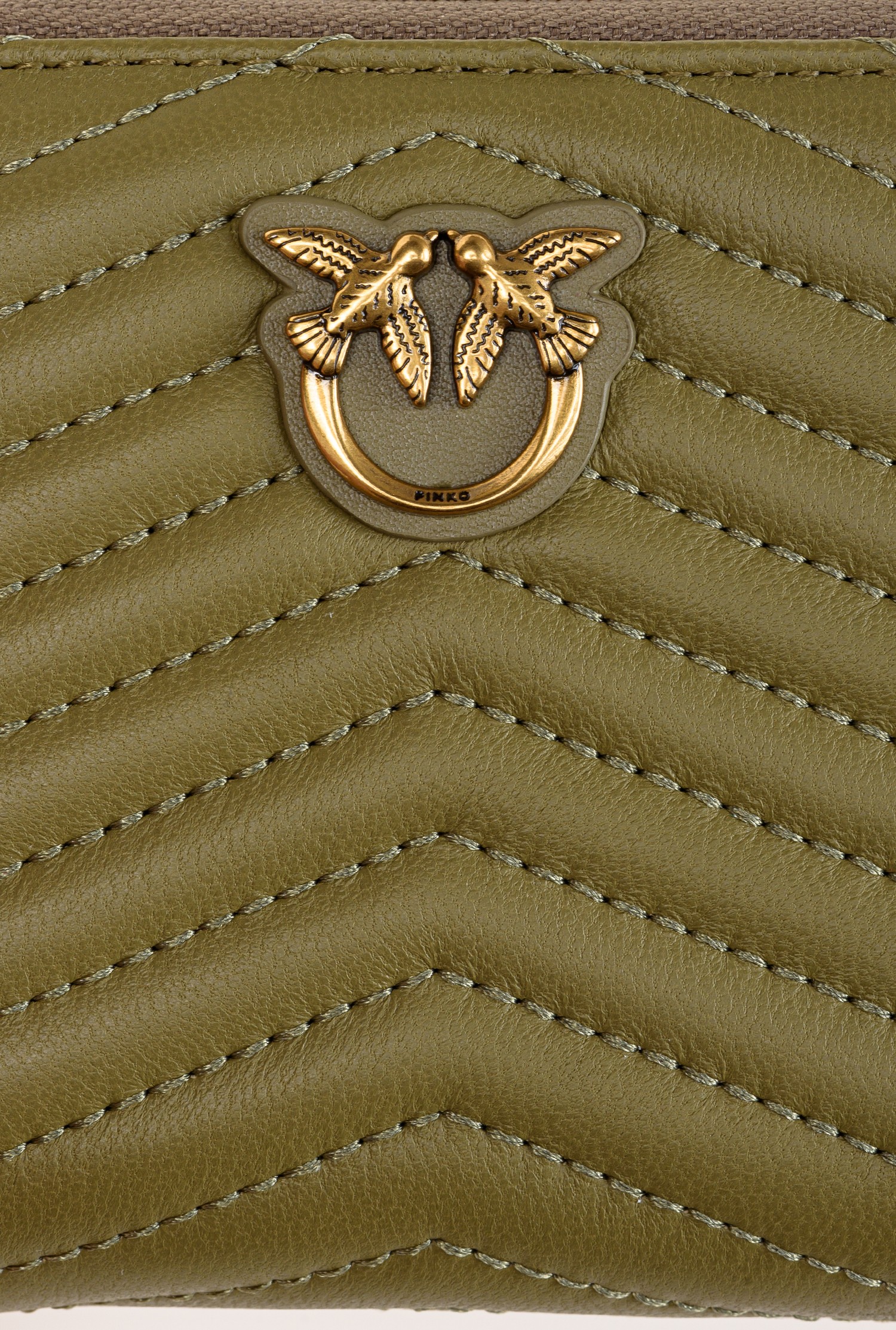 Small zip-around purse in chevron-patterned nappa leather