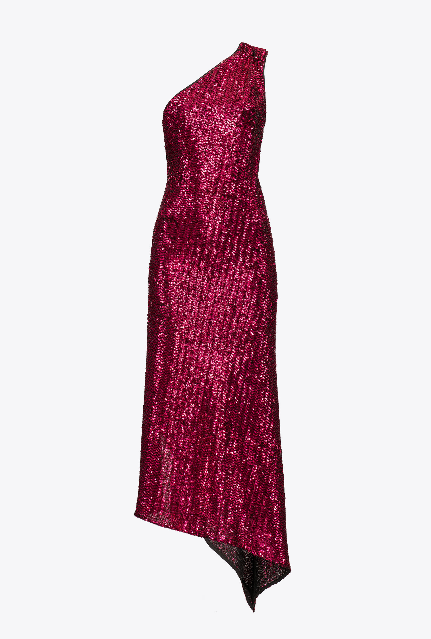 Fully sequinned one-shoulder dress