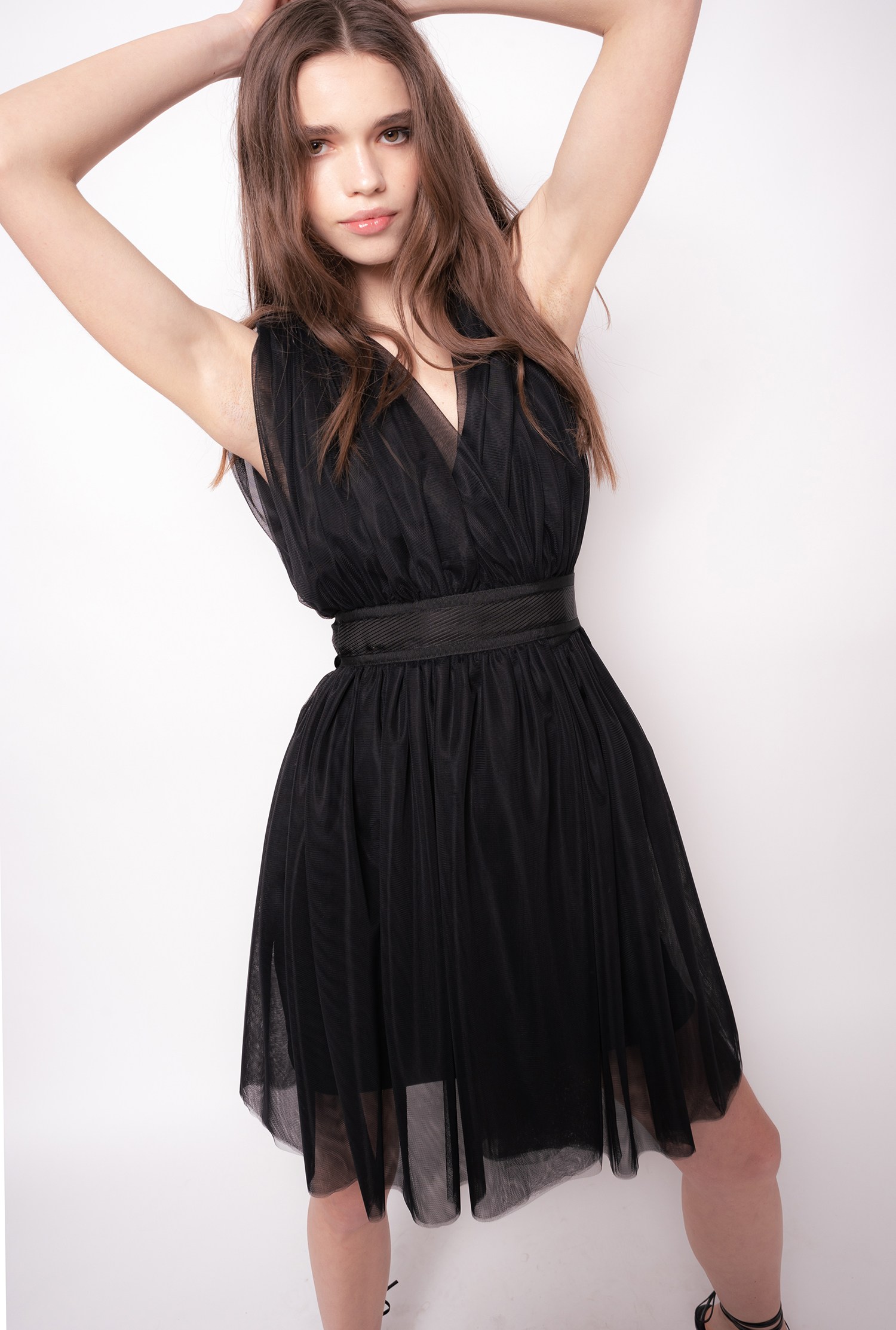 Tulle and cady mini dress