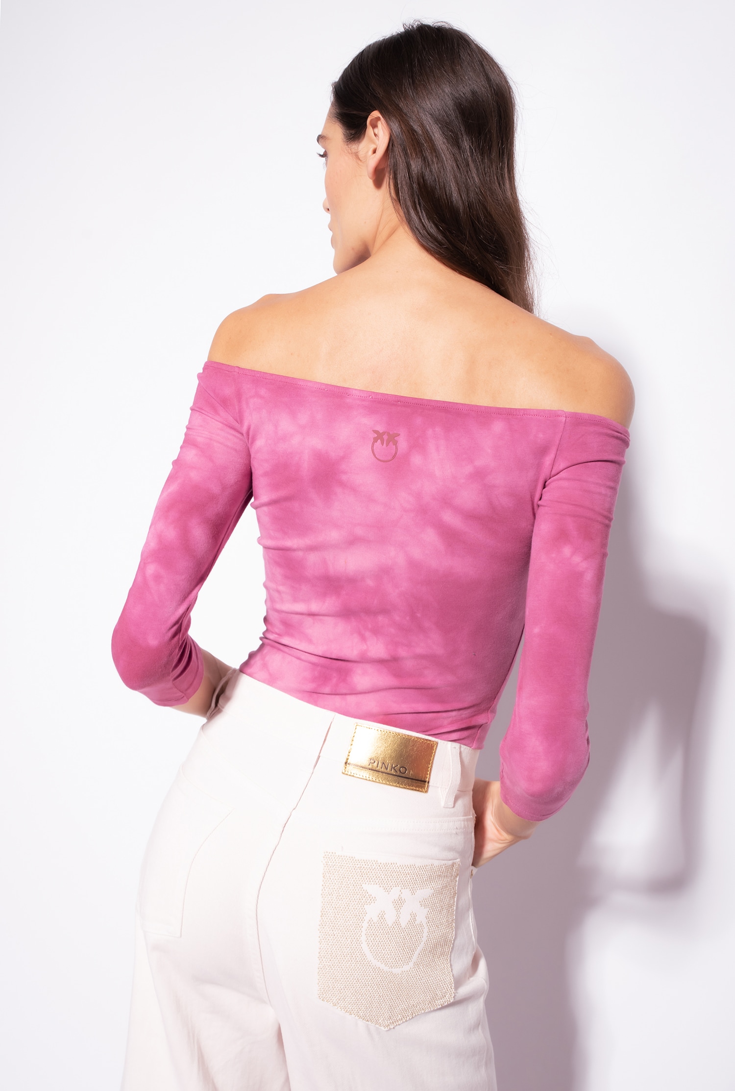 Tie-dye jersey sweater with 3/4 sleeves