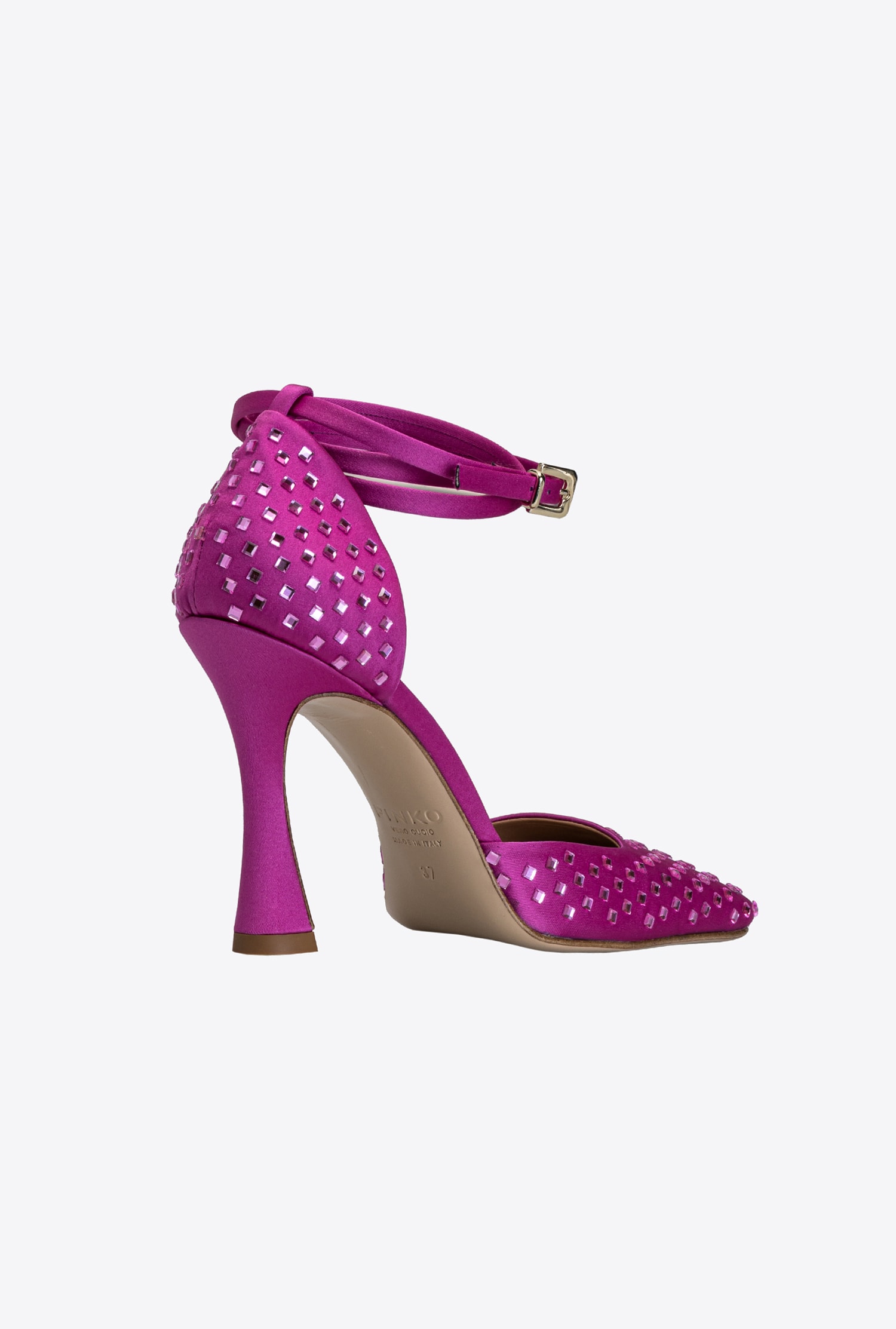 Heeled shoes with rhinestones