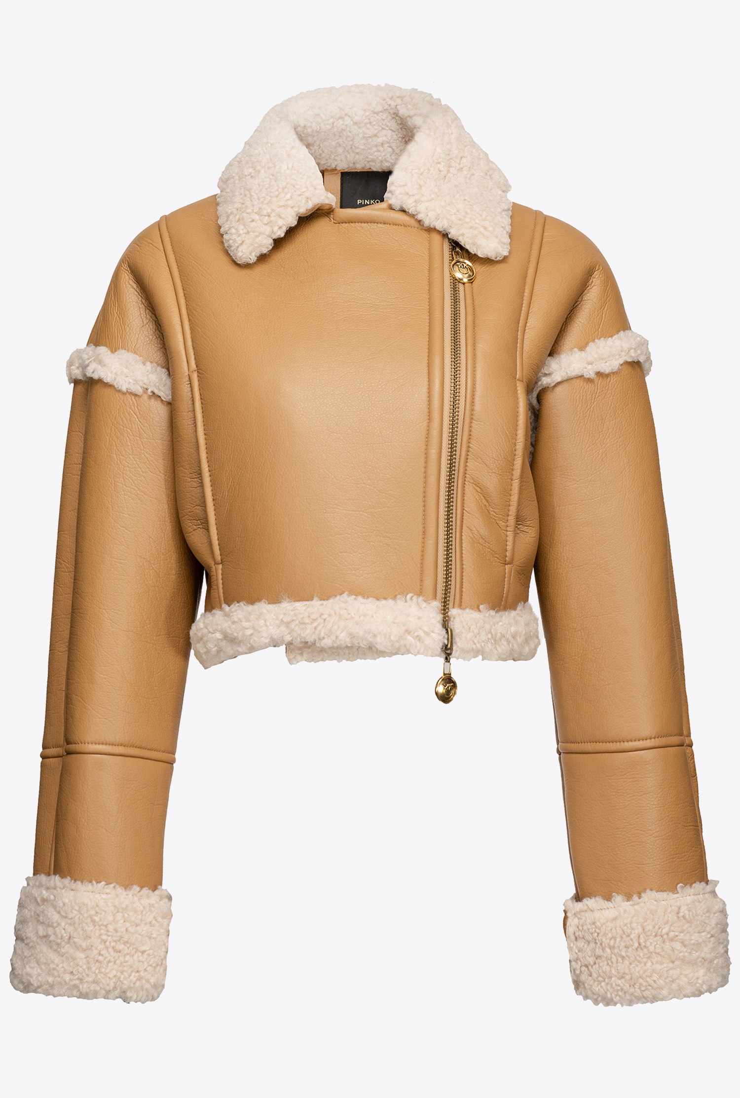 Sheepskin-effect cropped jacket
