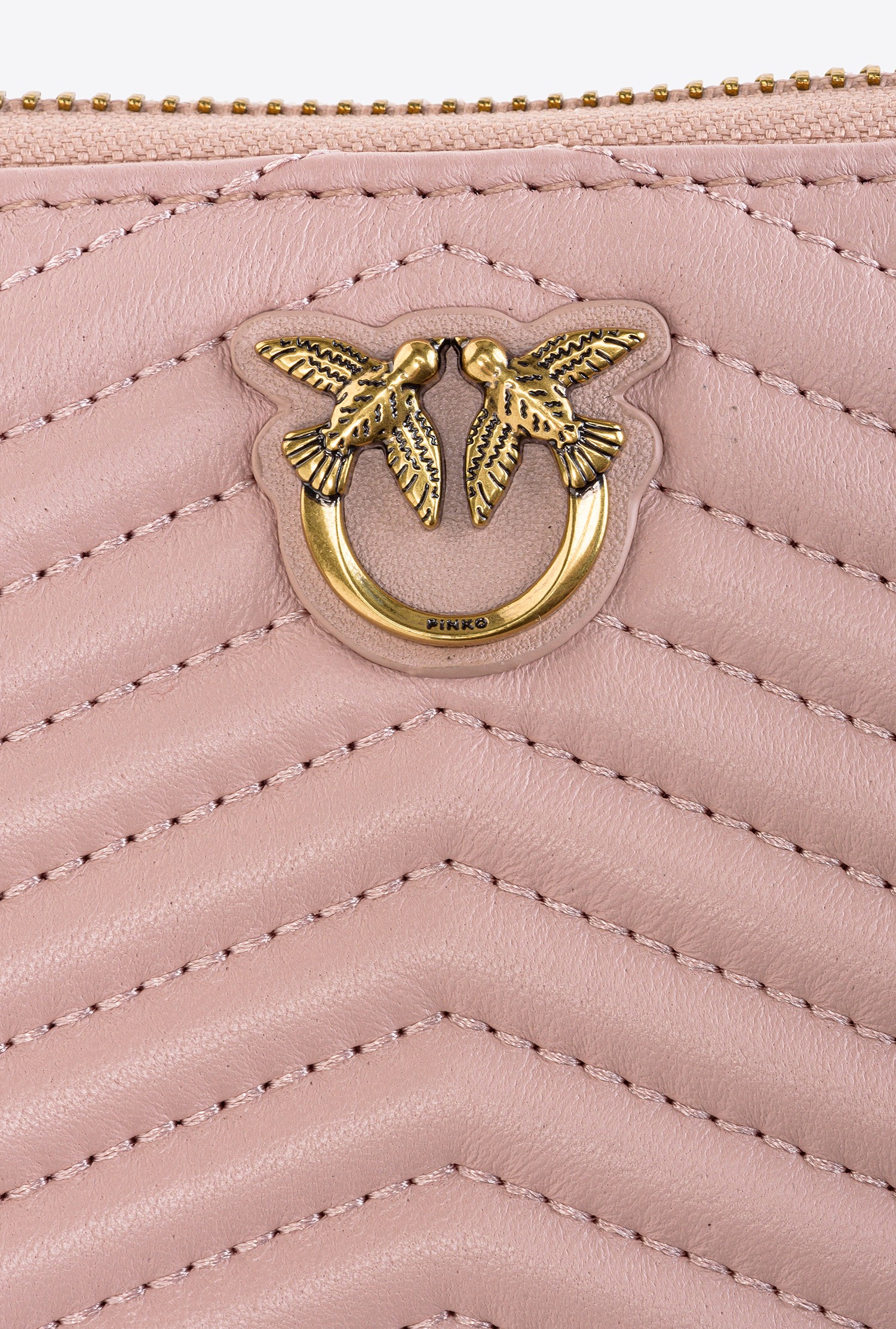 Zip-around purse in chevron-patterned nappa leather