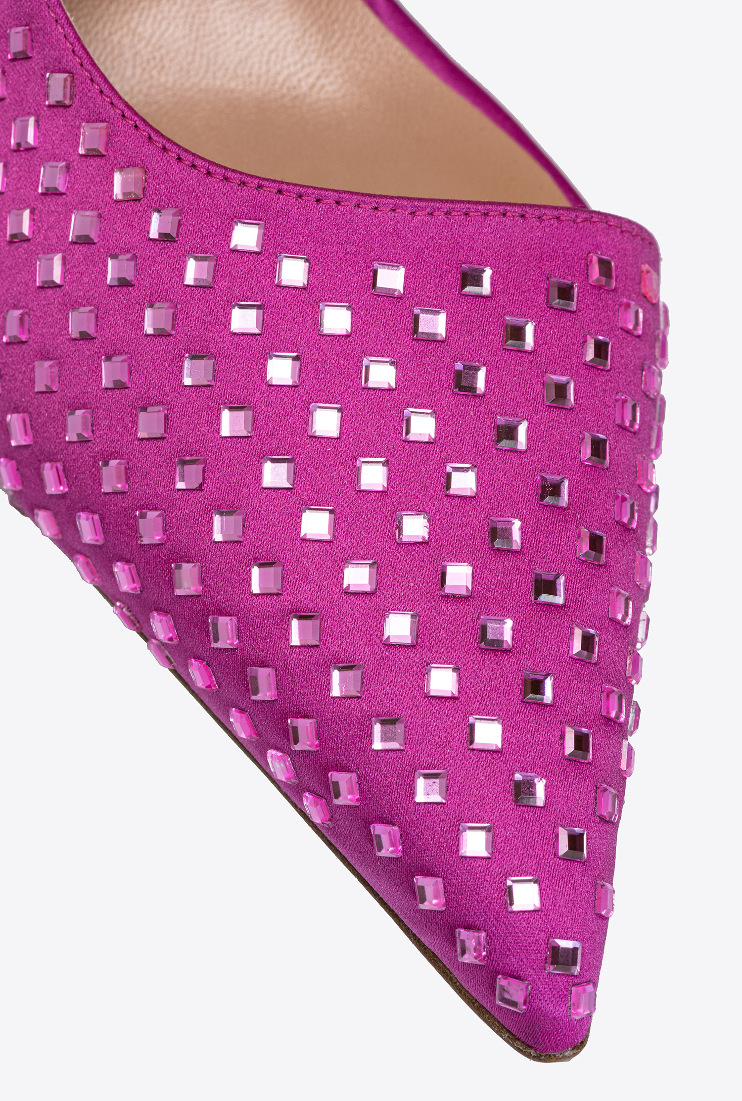 Satin slingbacks with rhinestones