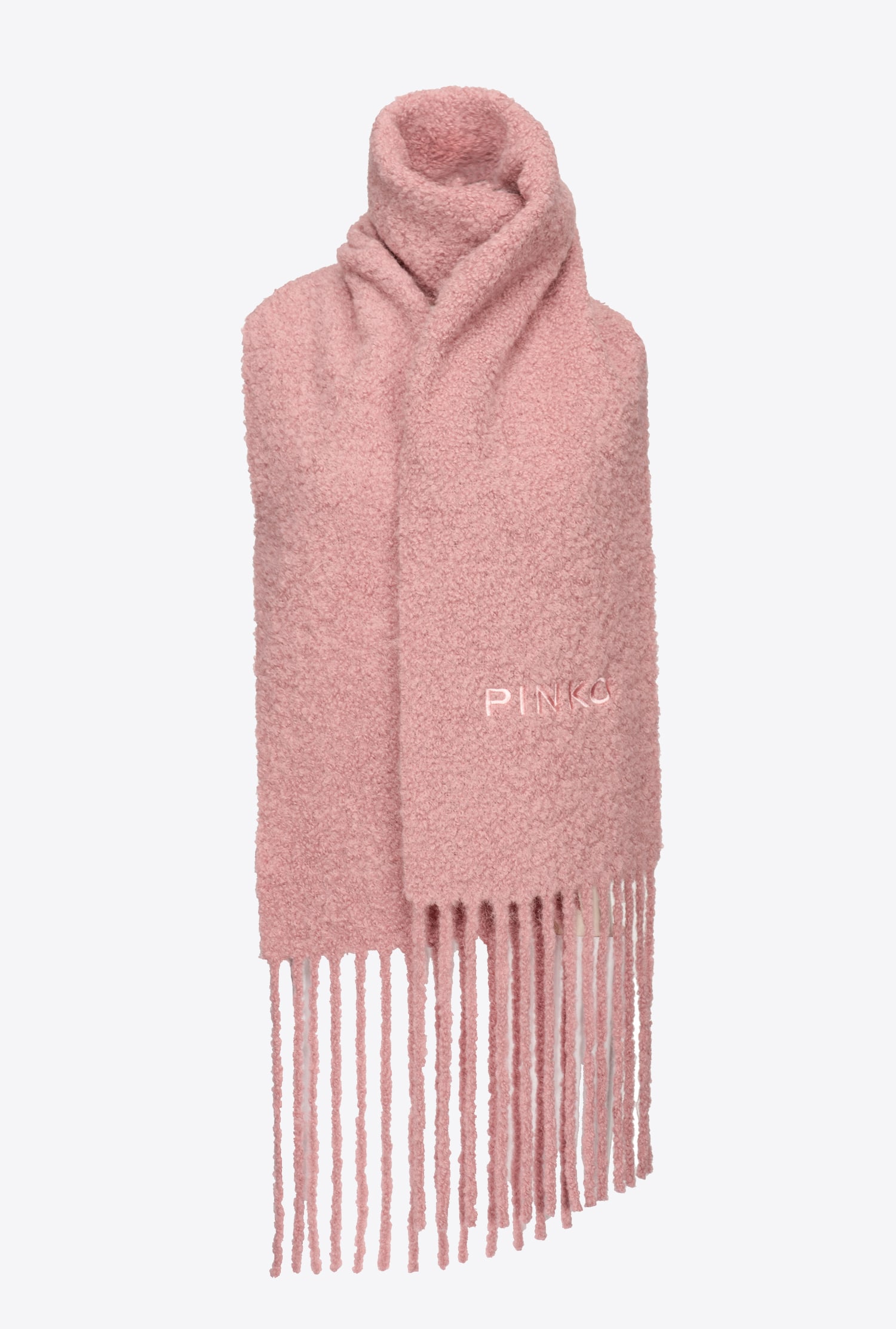 Bouclé fabric scarf with fringing