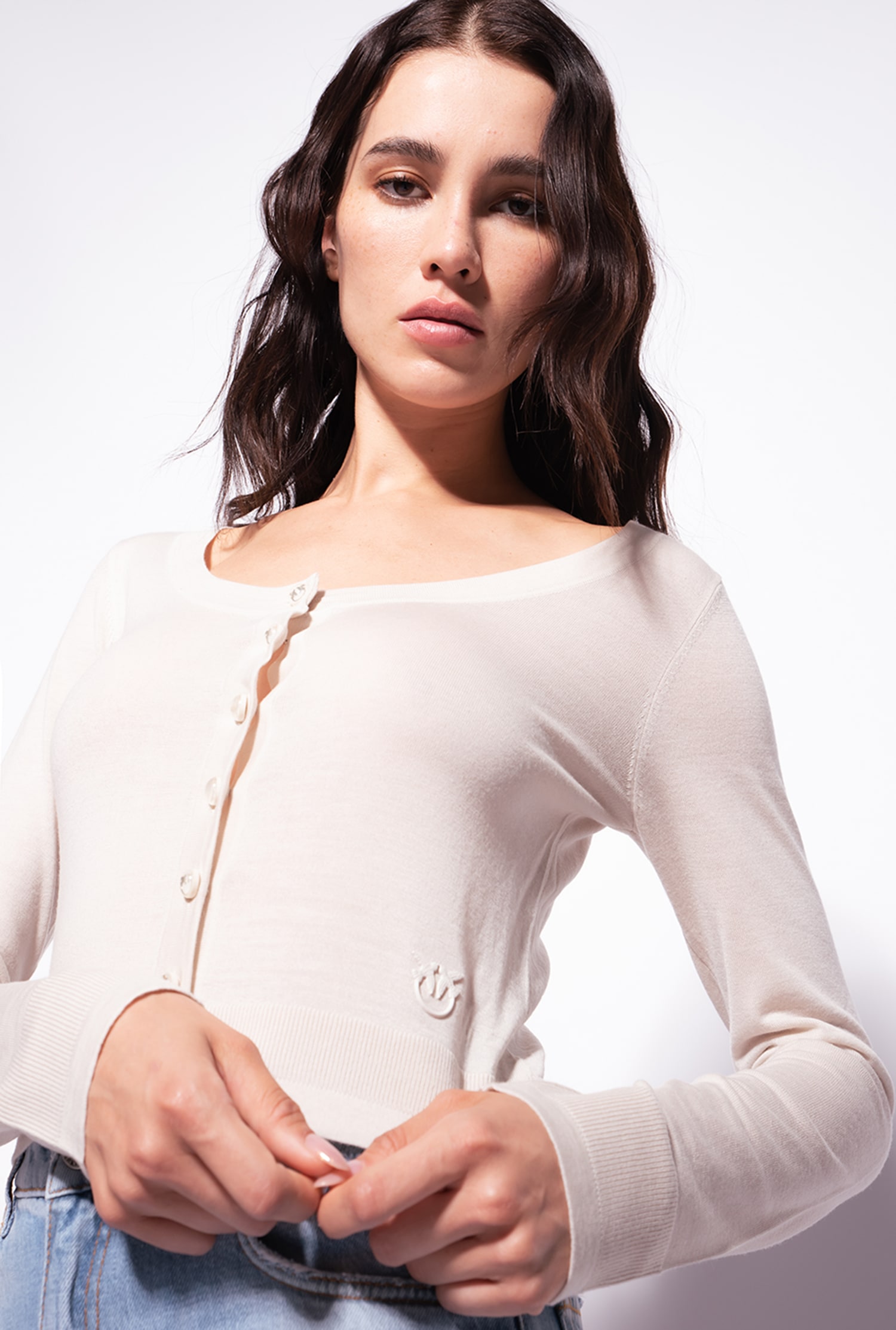 Cropped colour-block cardigan