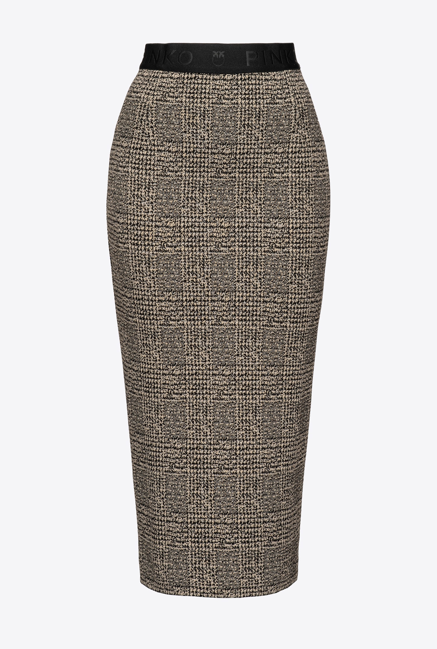 Calf-length check skirt