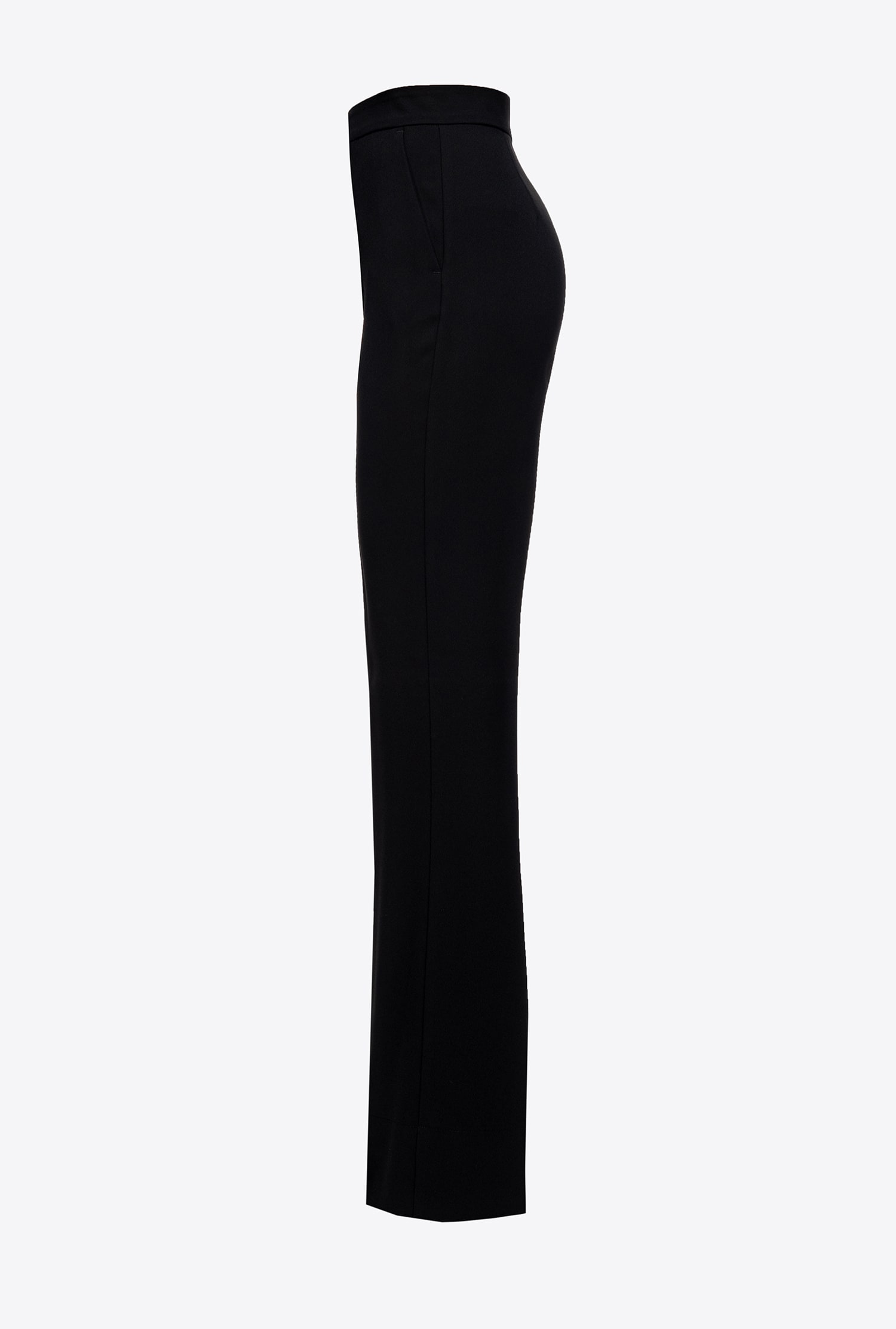Flared poly crepe trousers