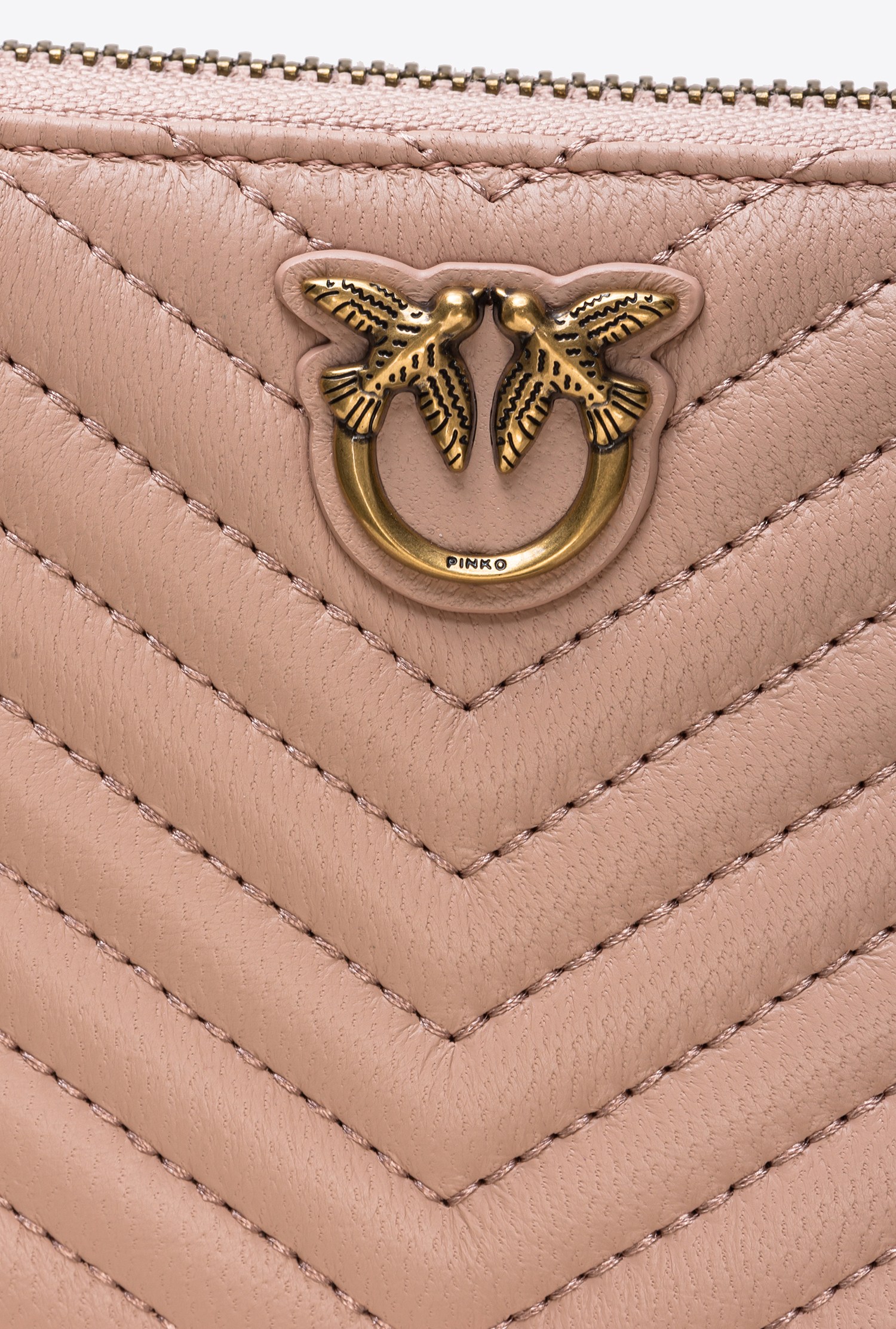 Small zip-around wallet in chevron-patterned nappa