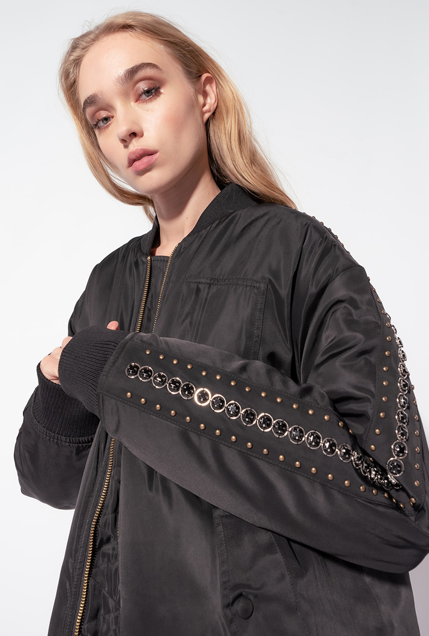 Rhinestone bomber jacket