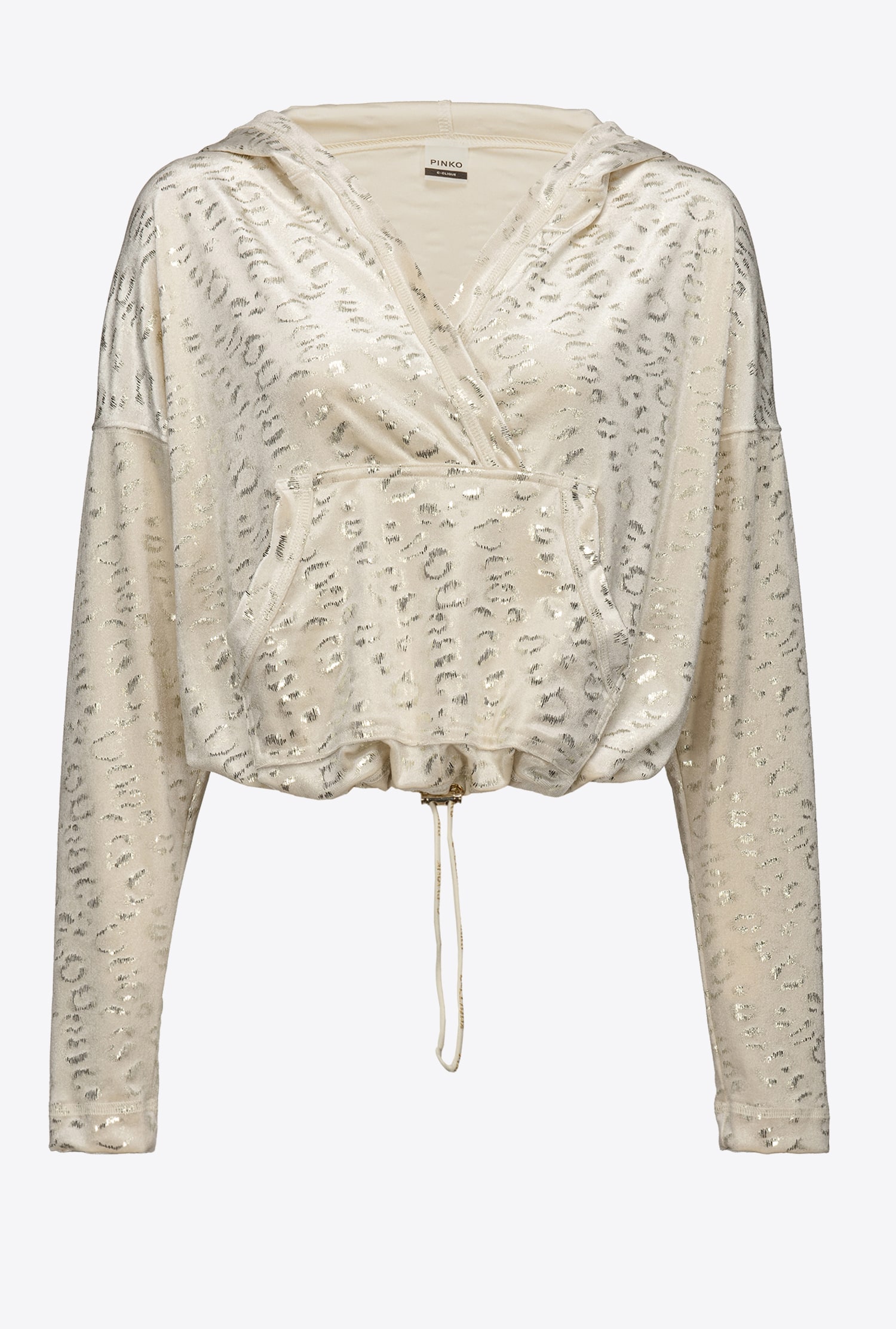 Chenille sweatshirt with laminated spots