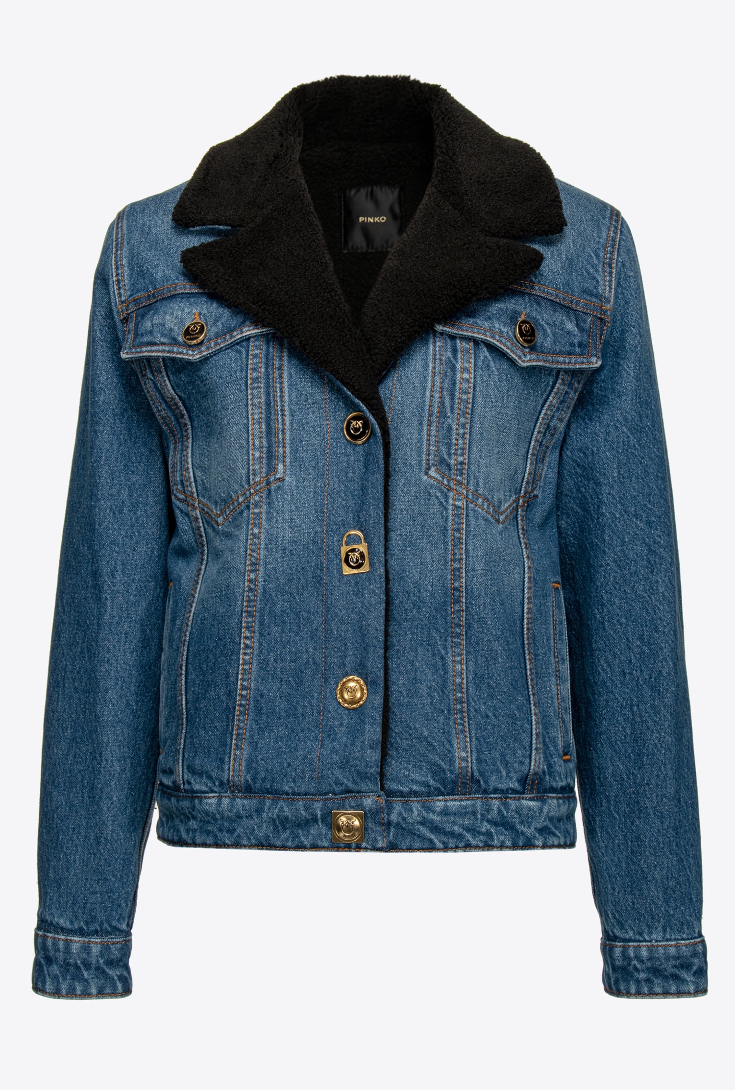 Denim jacket with faux-fur collar