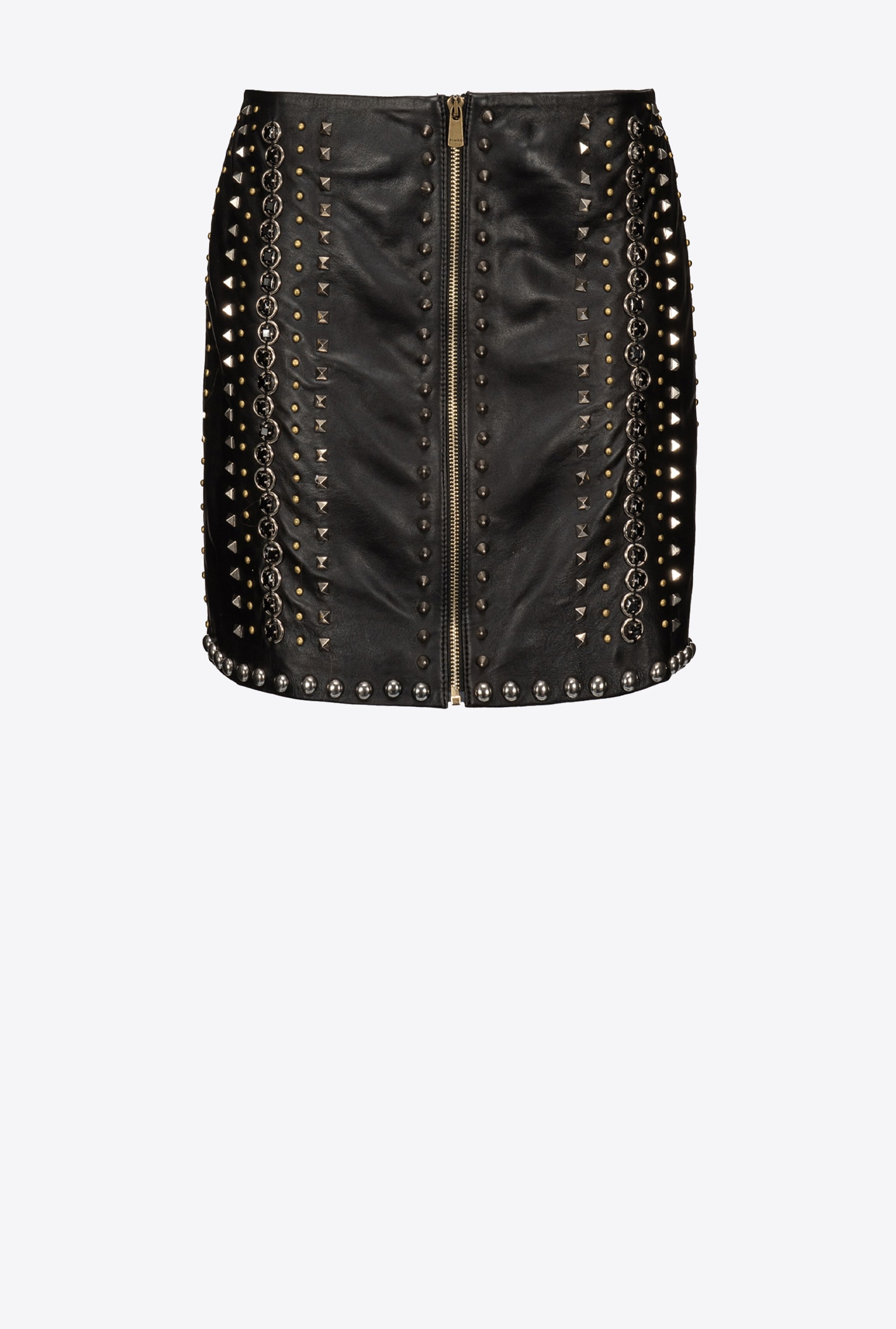 Nappa leather mini skirt with studs