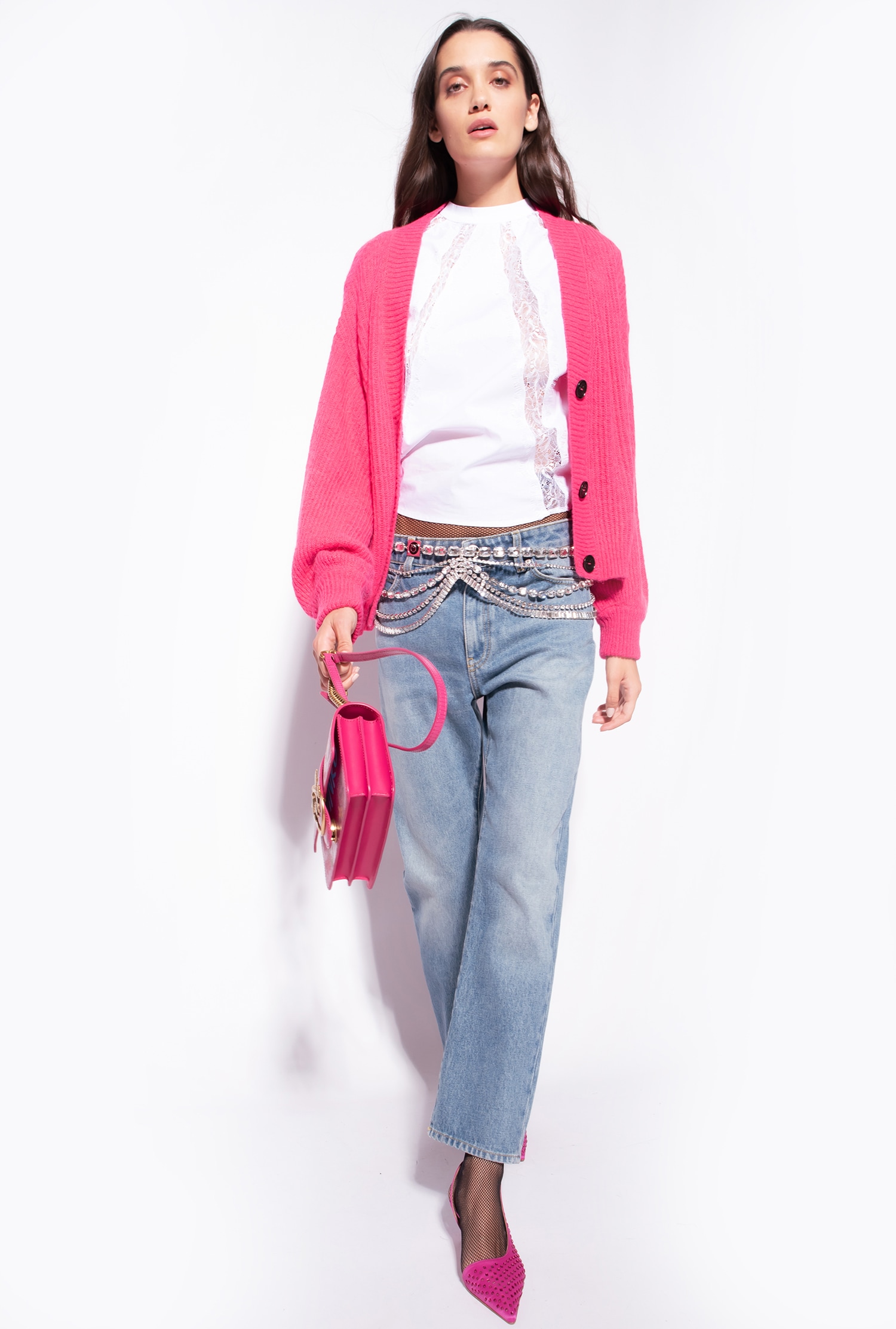 Cropped rib-knit cardigan