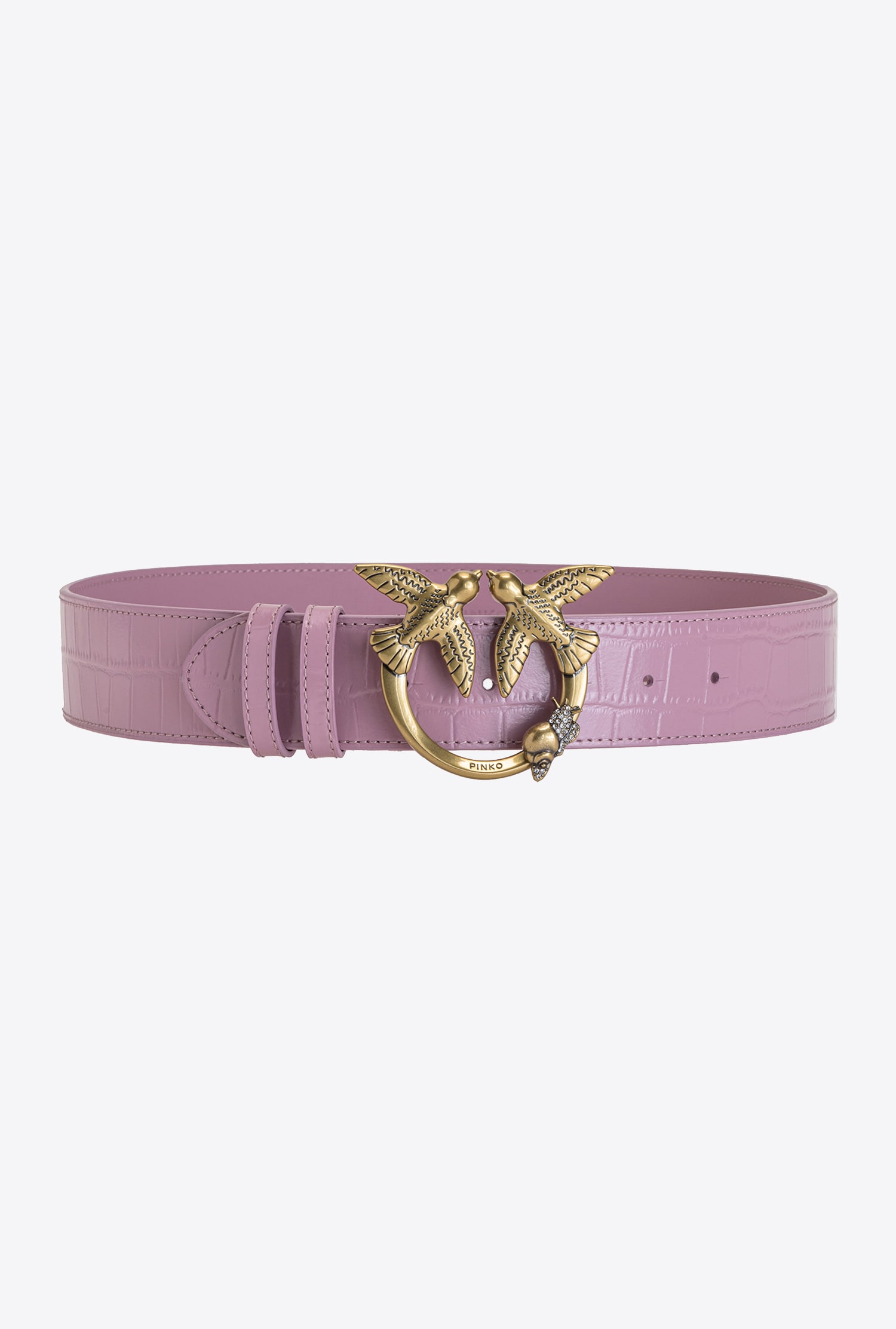 Love Birds belt with crocodile print
