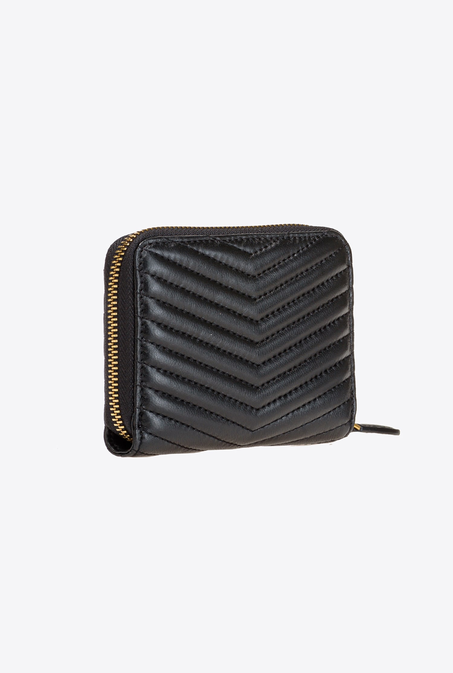 Small zip-around purse in chevron-patterned nappa leather