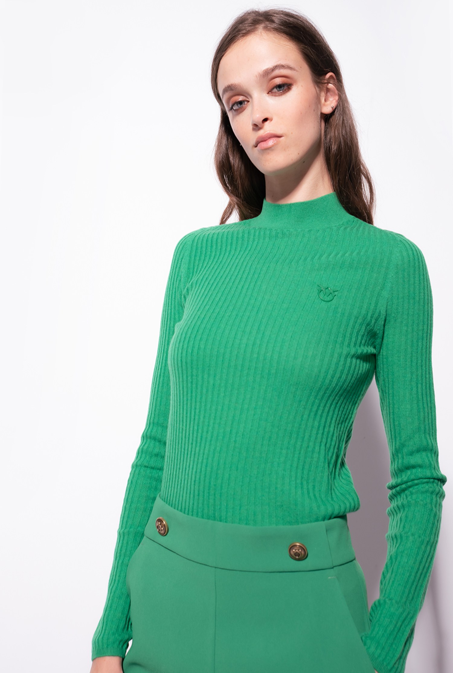 Ribbed mock-turtleneck sweater