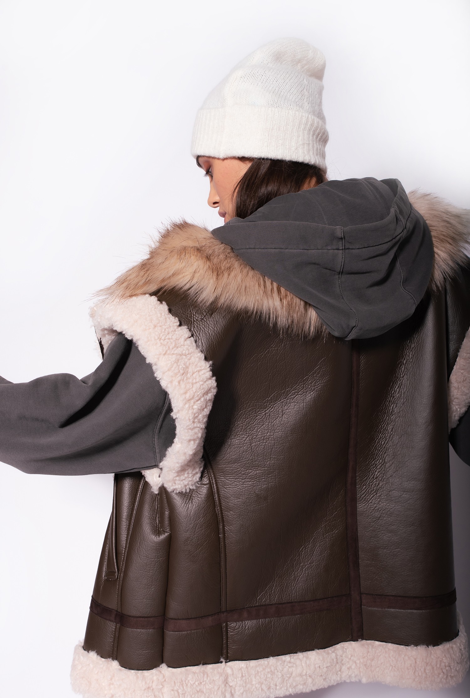 Shearling-look aviator jacket