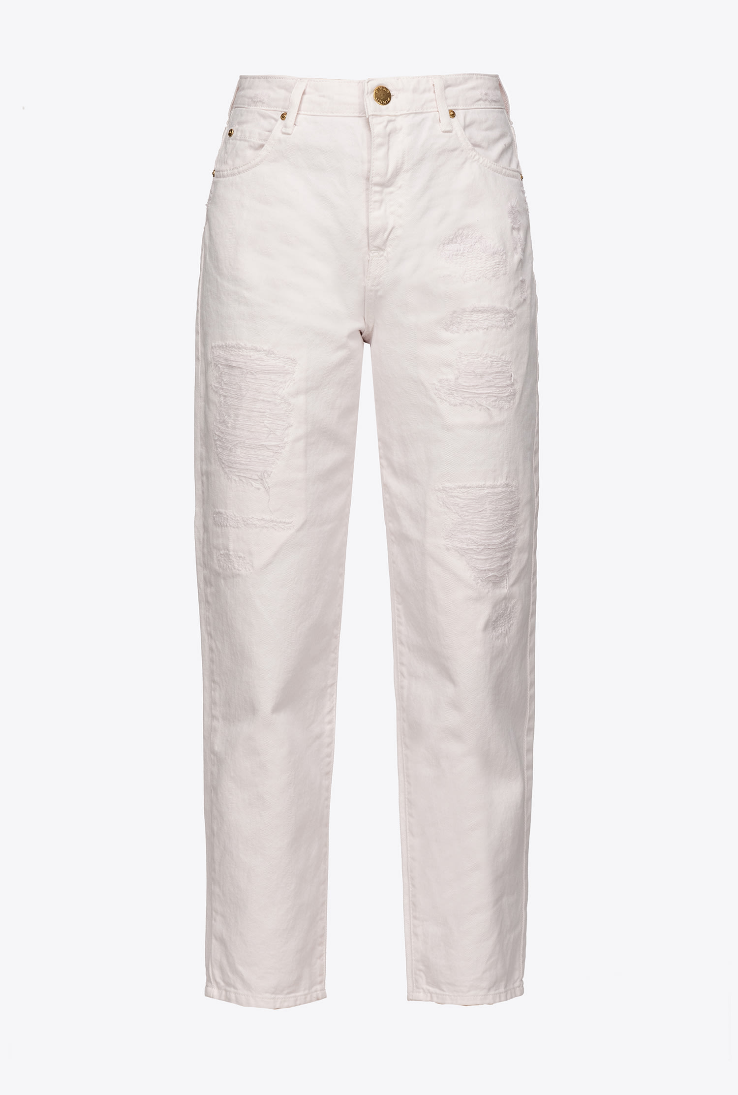 Mom-fit trousers in ripped bull fabric