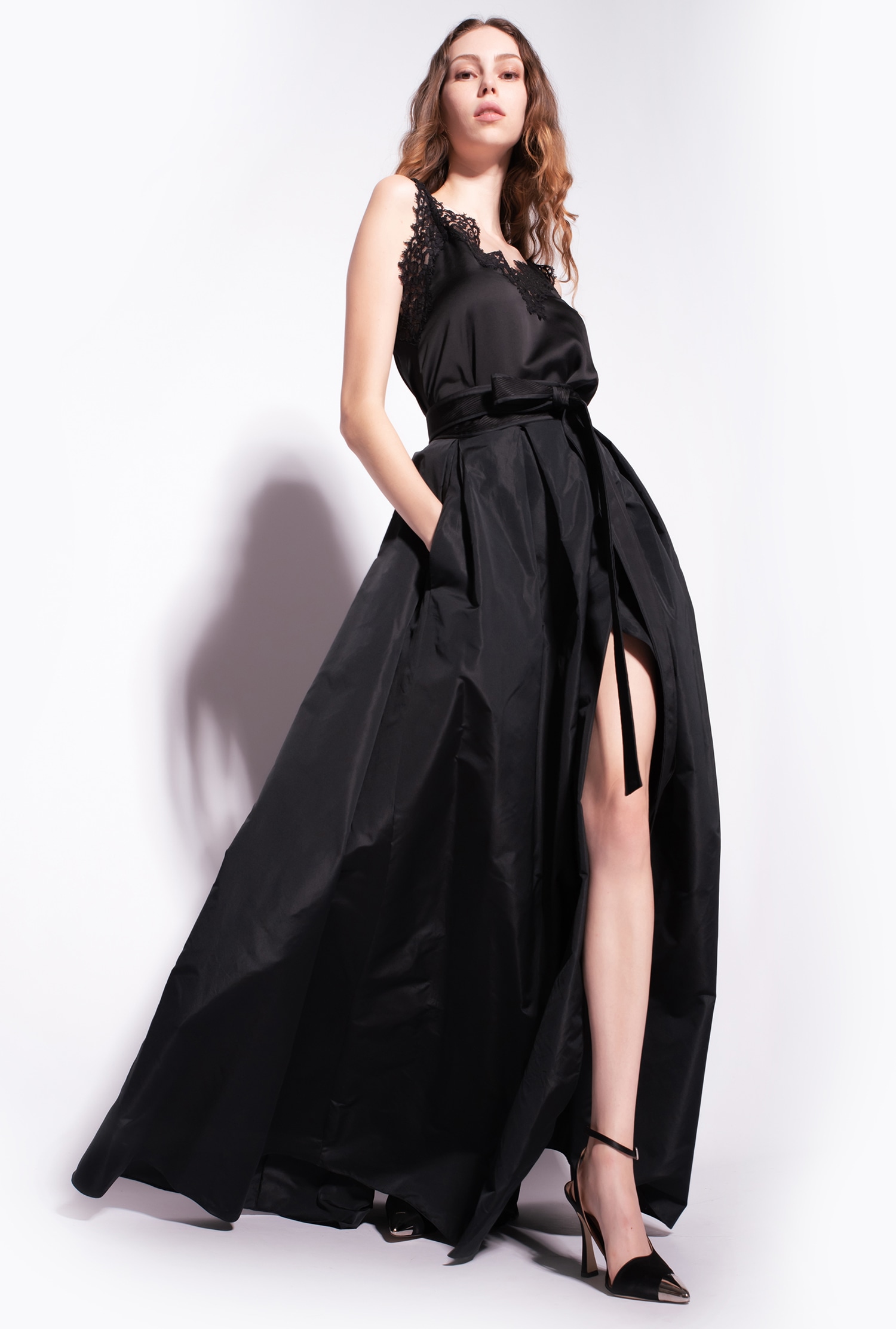 Taffeta maxi-skirt