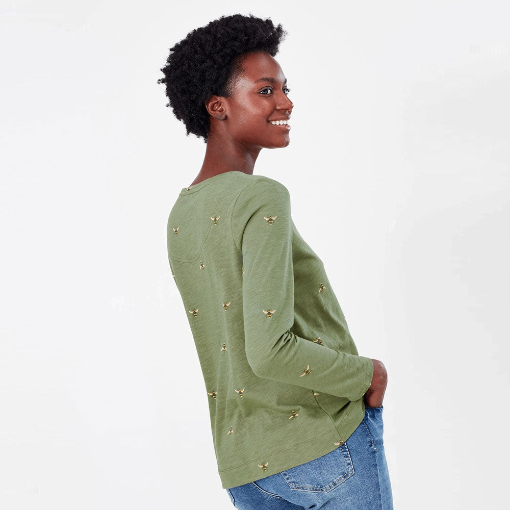 Joules Ladies Lottie Print Long Sleeve Classic CrewNeck Top