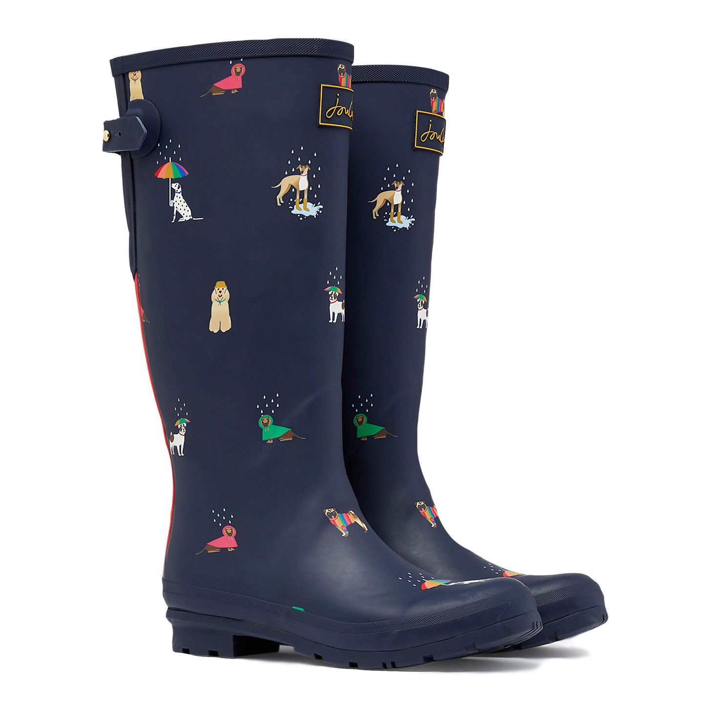 Joules Ladies Rainbow Dog Welly Print with Adjustable Back Gusset