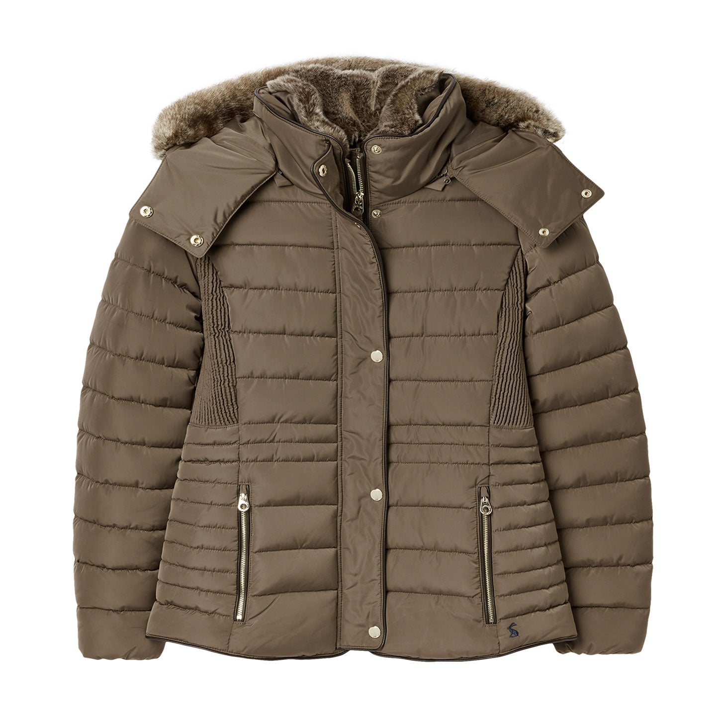 Joules Ladies Gosway Fur Trim Padded Coat