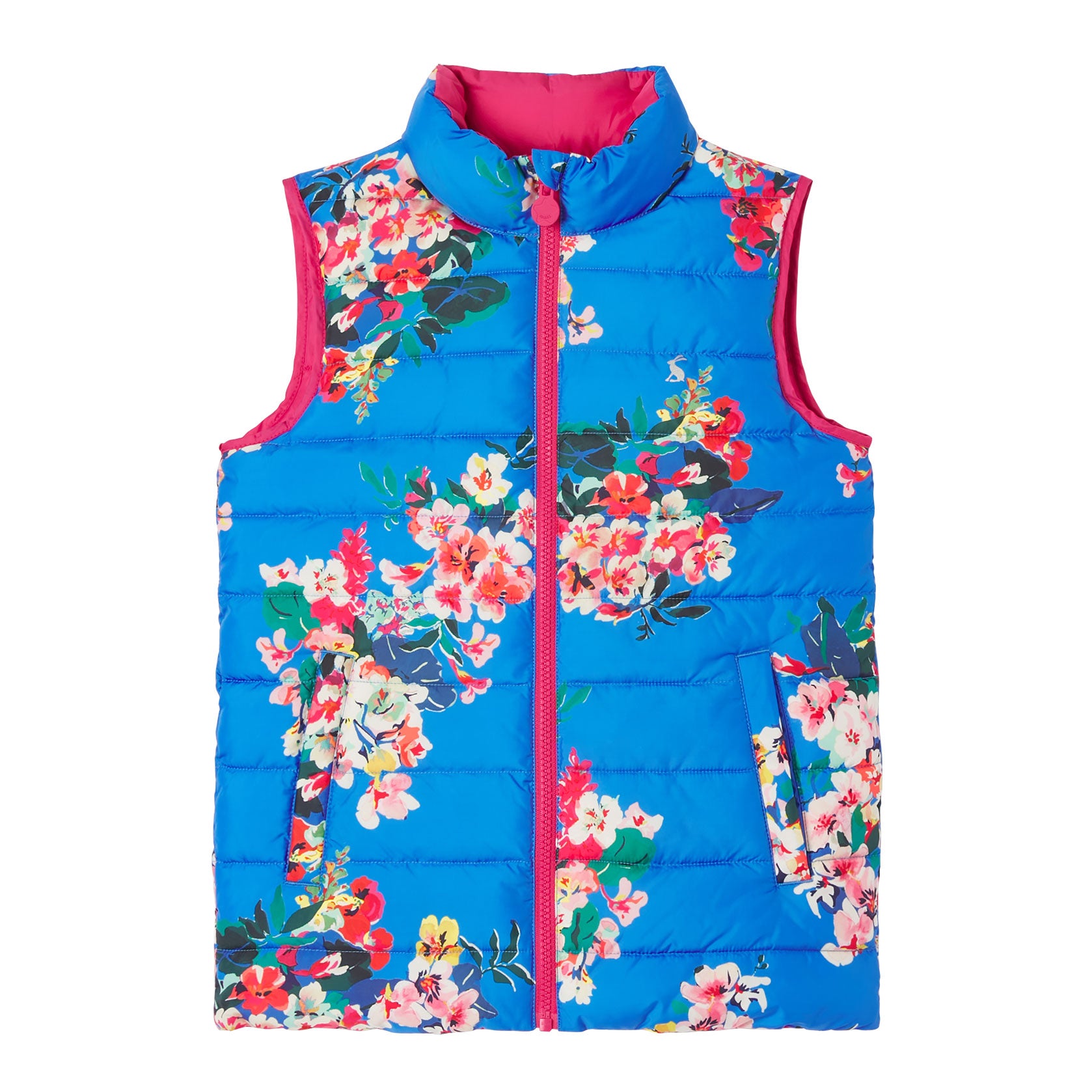 Joules Girls Flip-It Reversible Floral Print Gilet