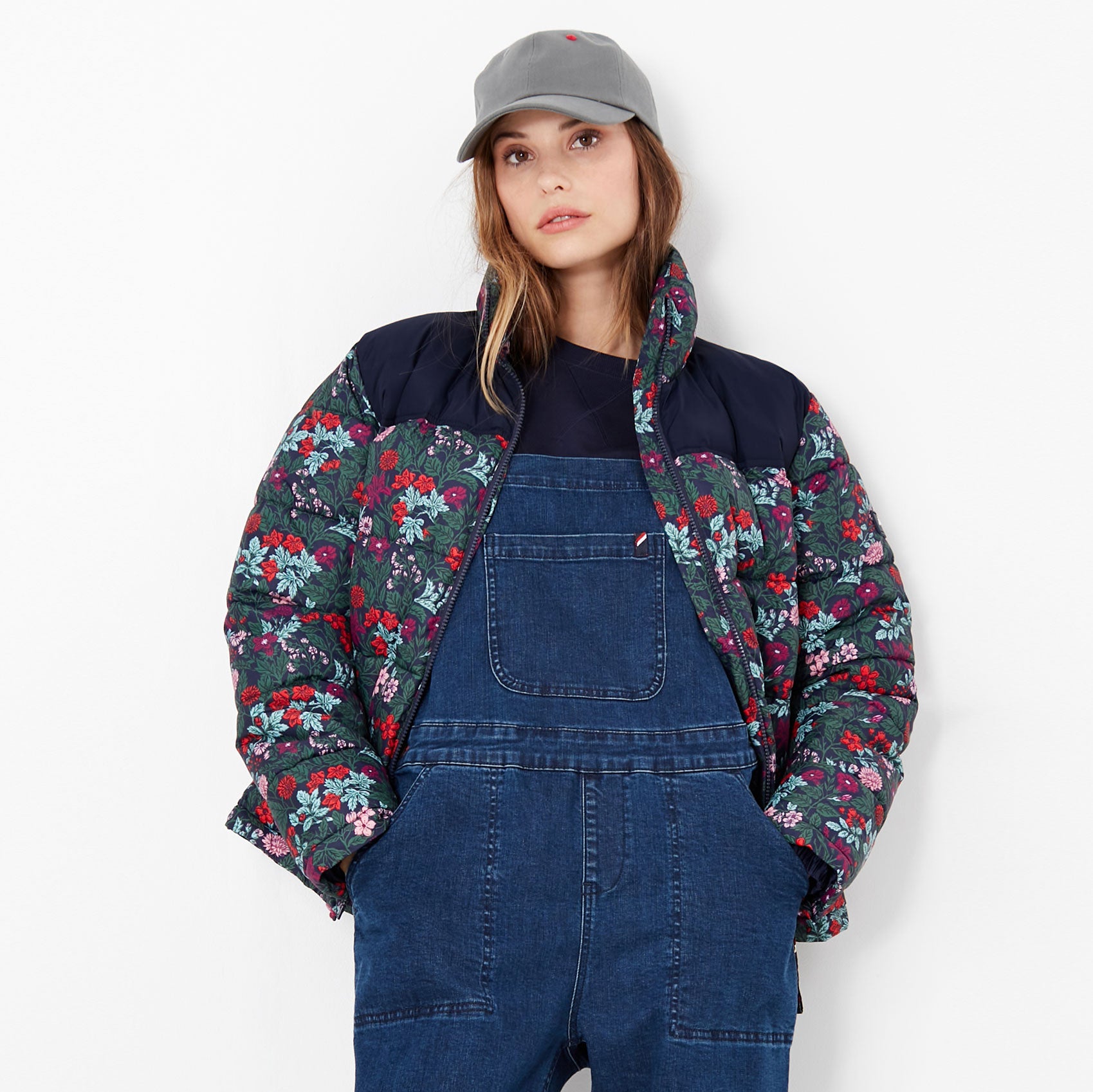 Joules Ladies Elberry Floral Print Super Puffer