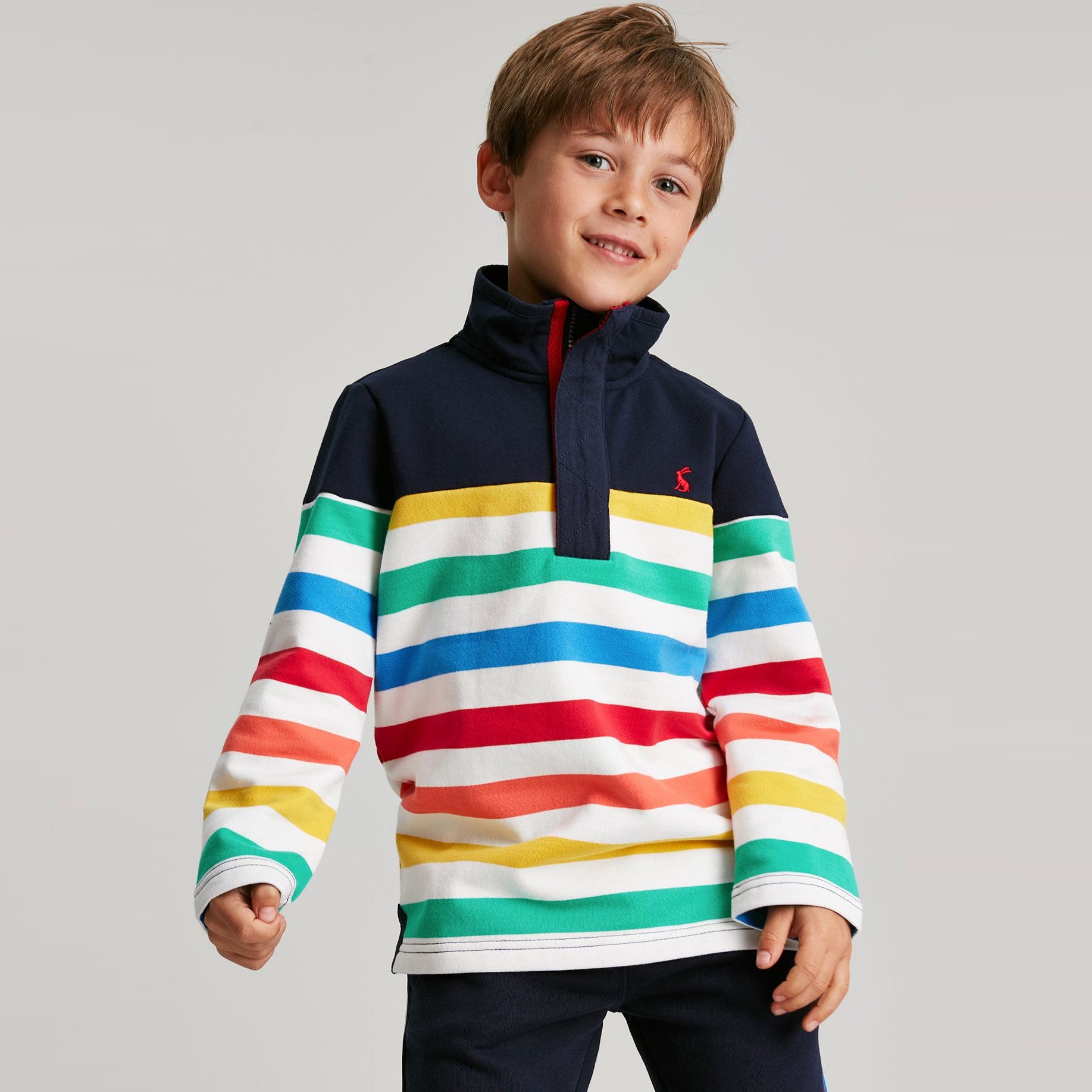 Joules Boy Captain Stripe Overhead 1/2 Zip Sweatshirt