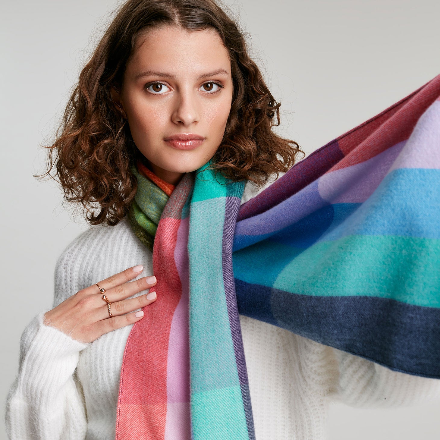 Joules Ladies Bracken Check Warm Handle Scarf