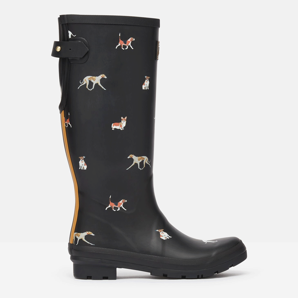Joules Ladies Welly Print - Black Dog