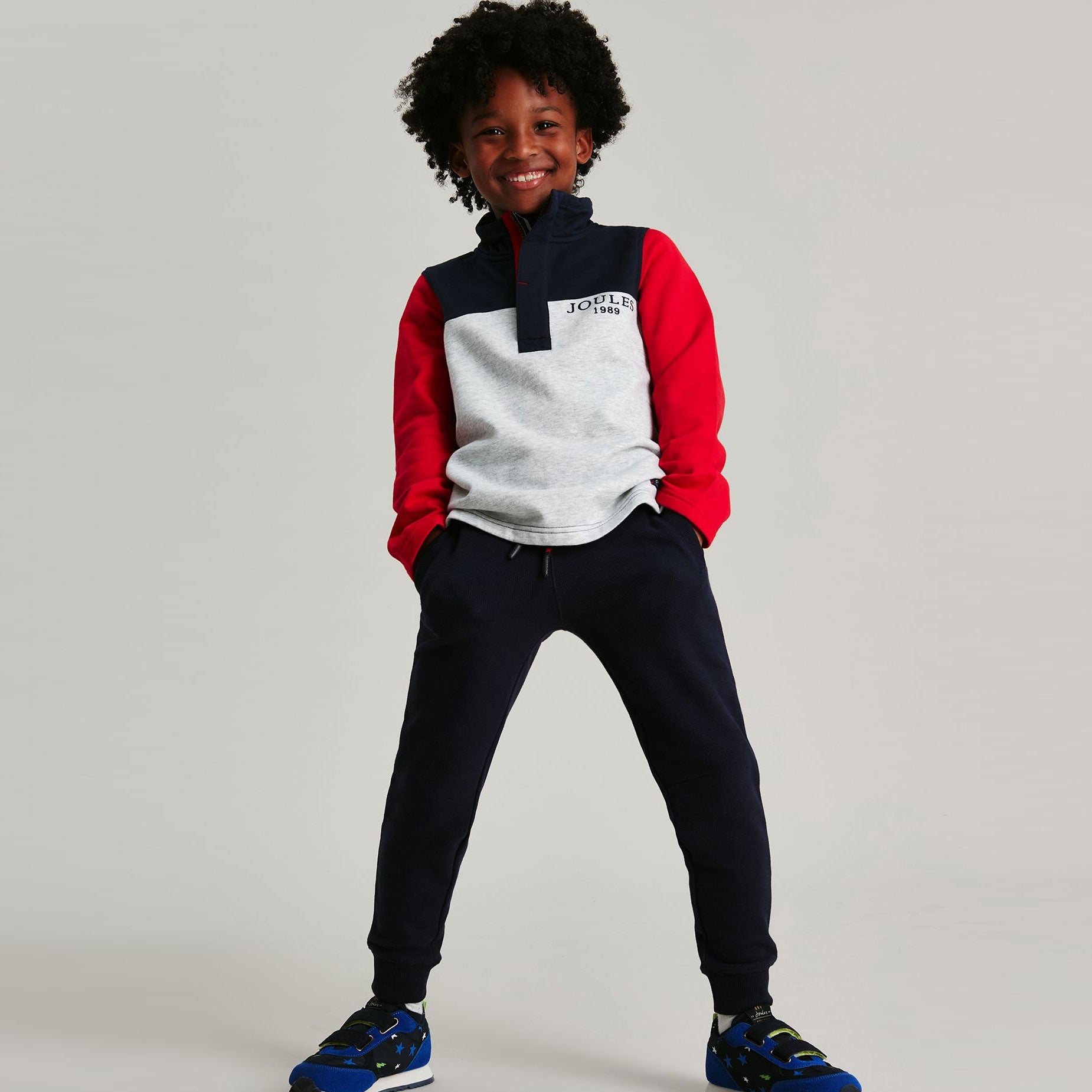 Joules Boys Dale Colourblock Overhead 1/2 Zip Sweatshirt