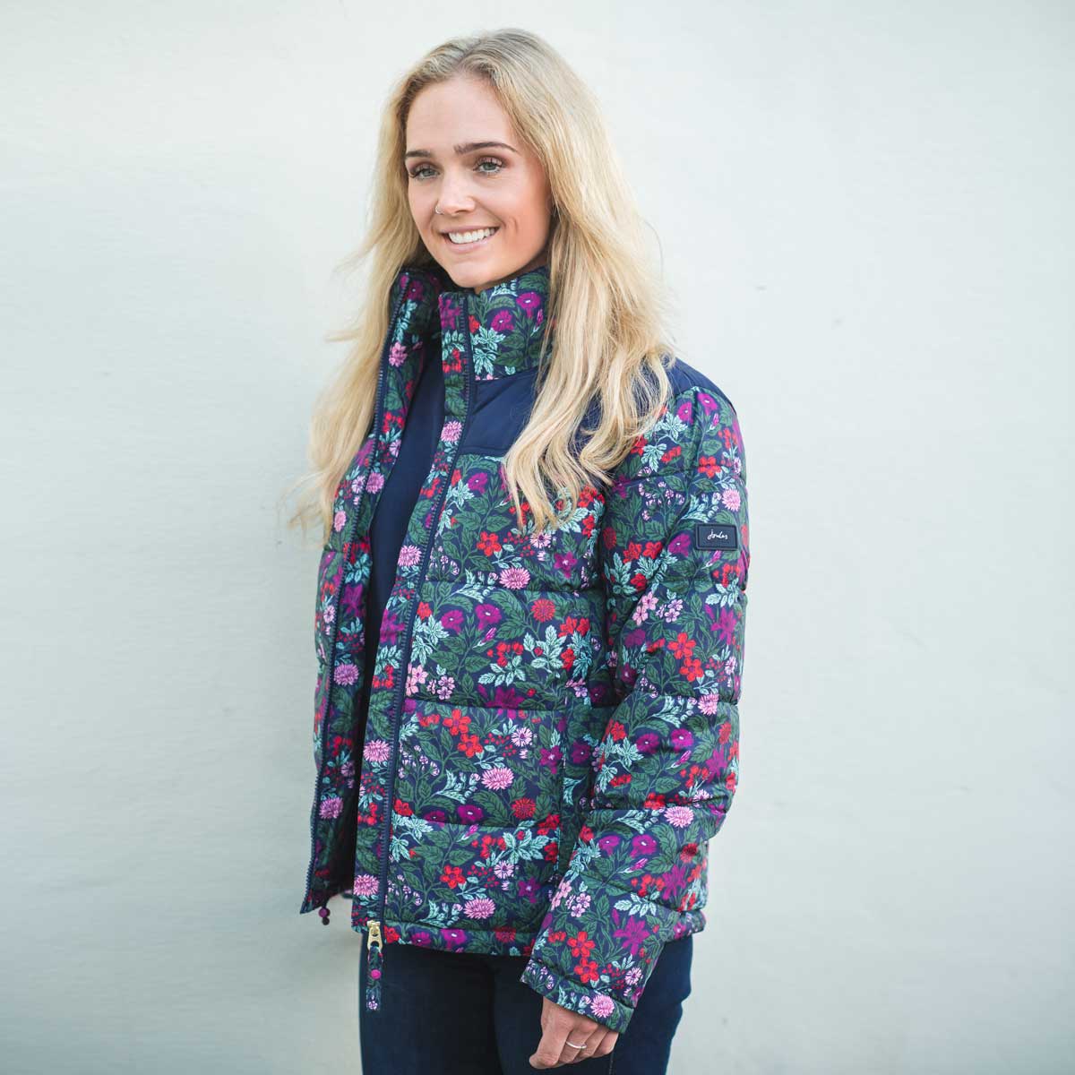 Joules Ladies Elberry Floral Print Super Puffer
