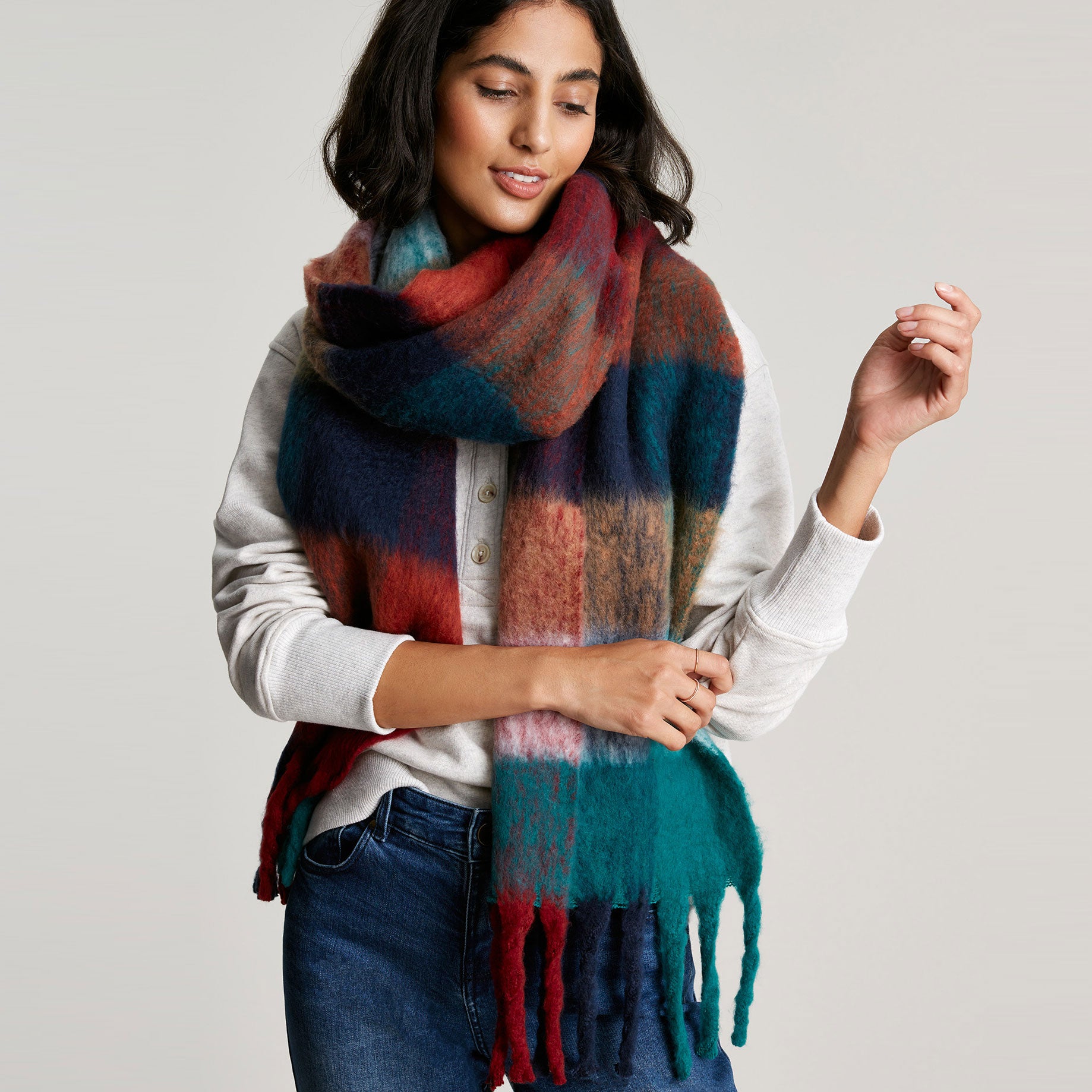 Joules Ladies Folley Brushed Check Scarf