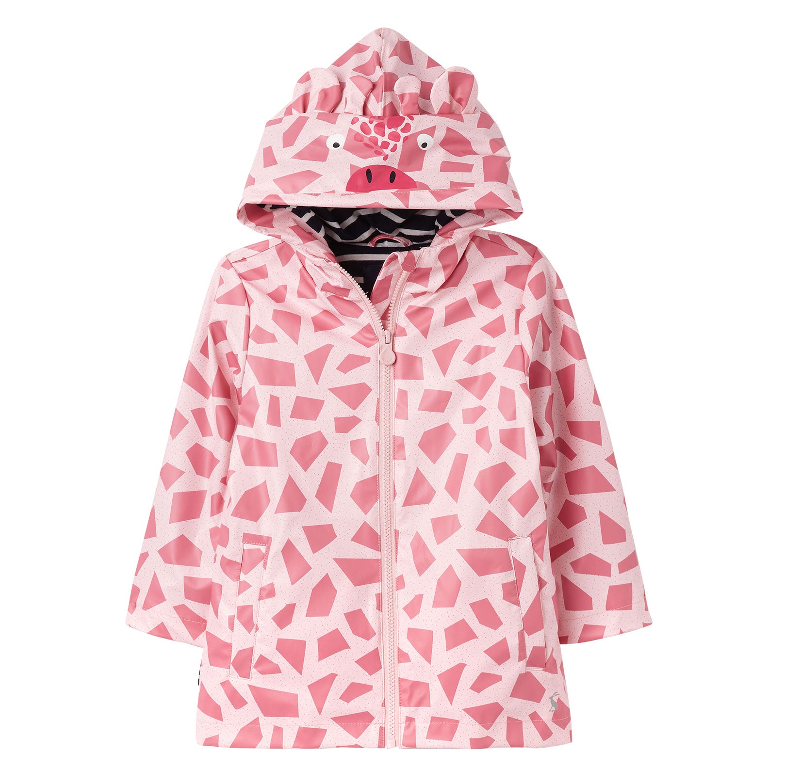 Joules Girls Riverside Pink Giraffe Showerproof Rubber Coat