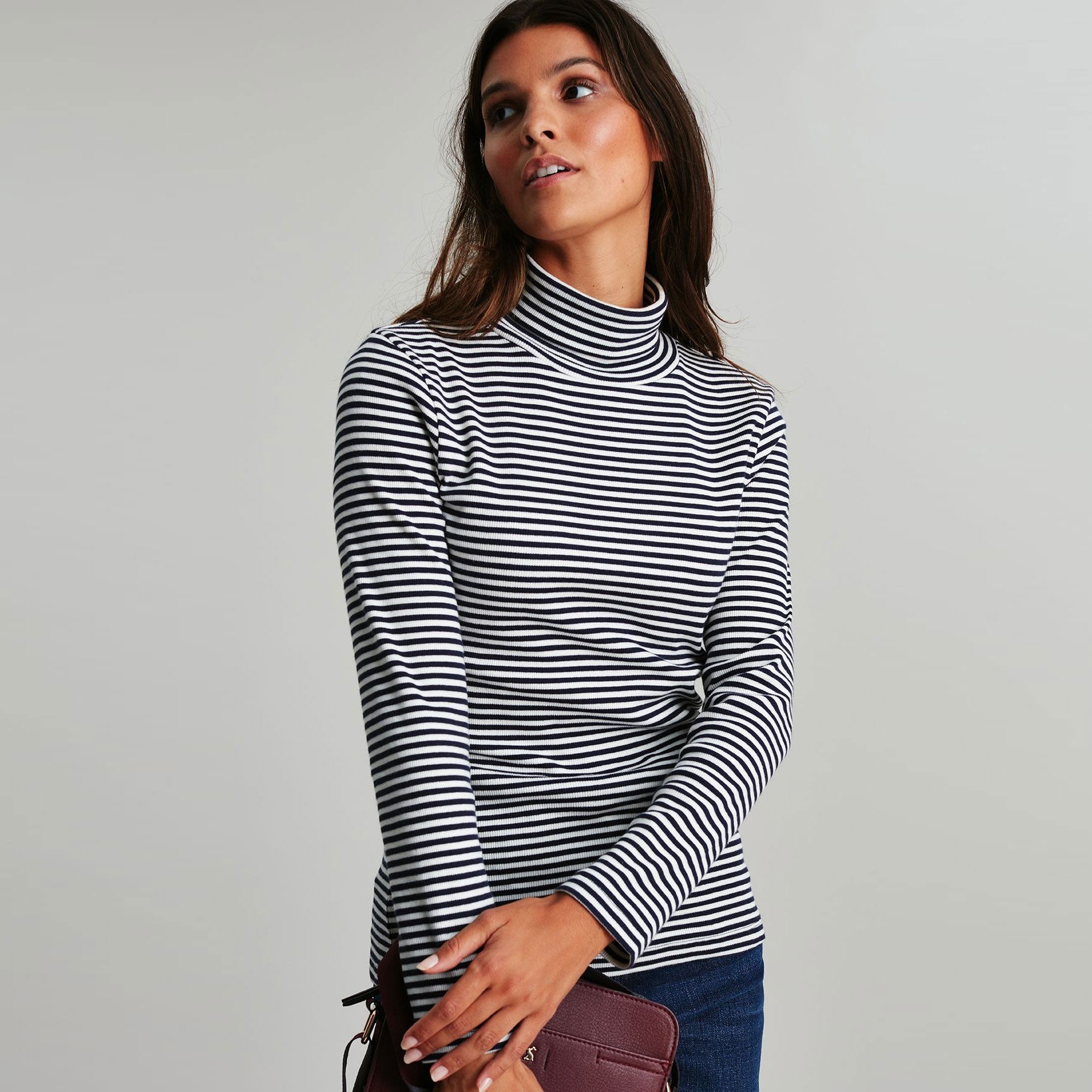Joules Ladies Clarissa Stripe Roll Neck Jersey Top