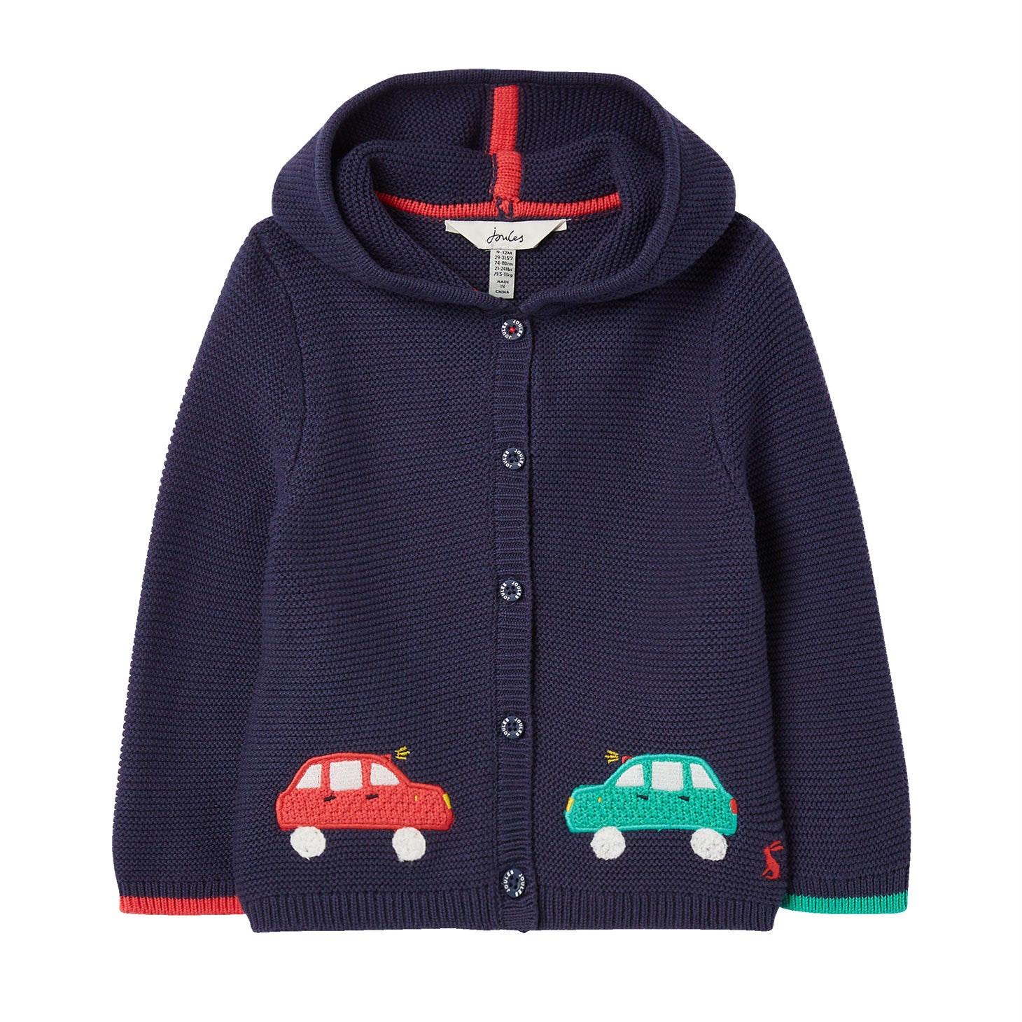 Joules Baby Charmford Embroidered Cars Hooded Cardigan